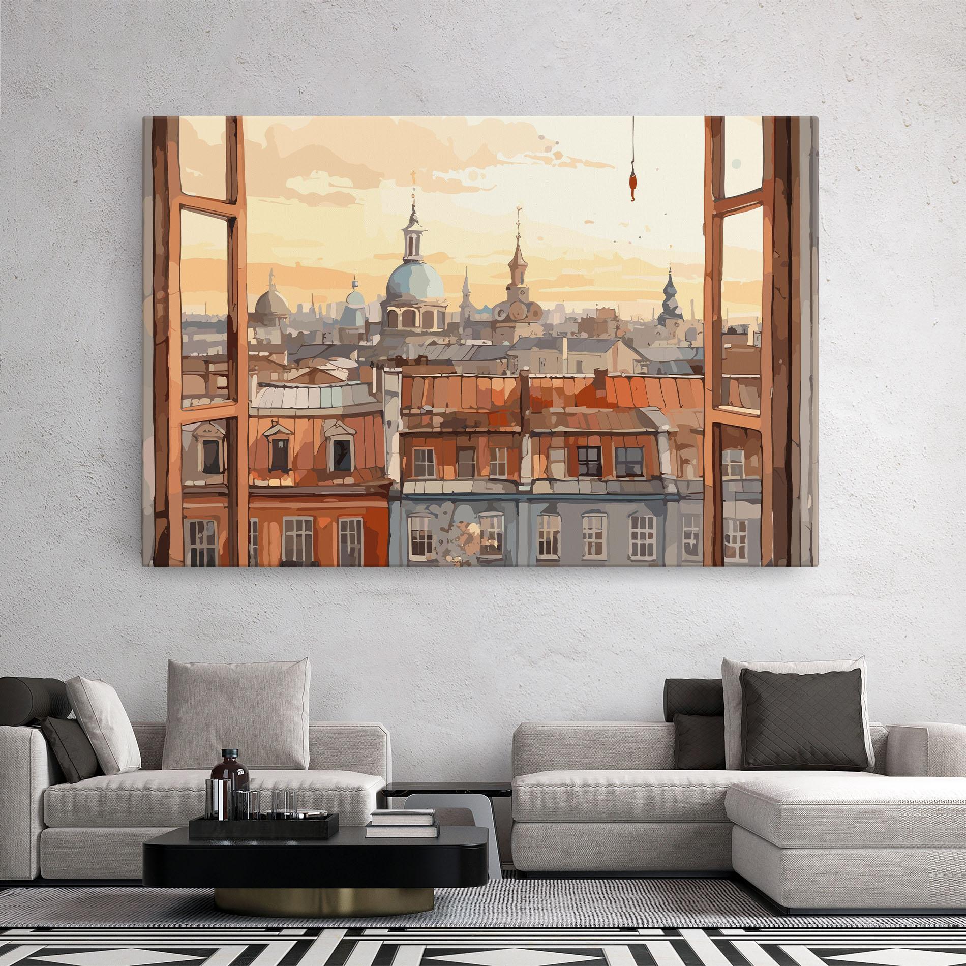 Leinwandbild Window City View mockup 2
