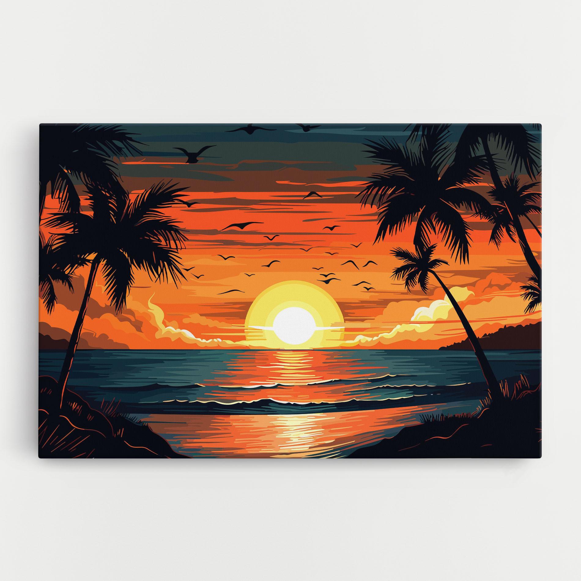 Leinwandbild Amazing Sunset View mockup 0