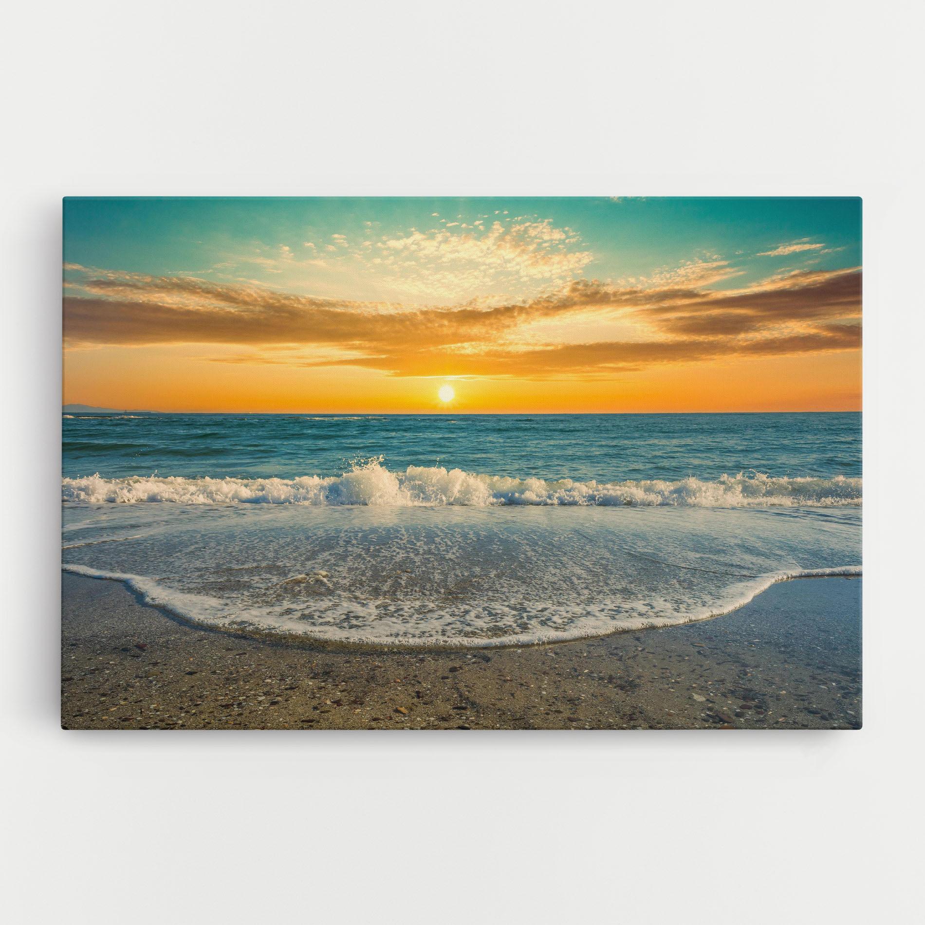 Leinwandbild Beach Dramatic Sunset mockup 0
