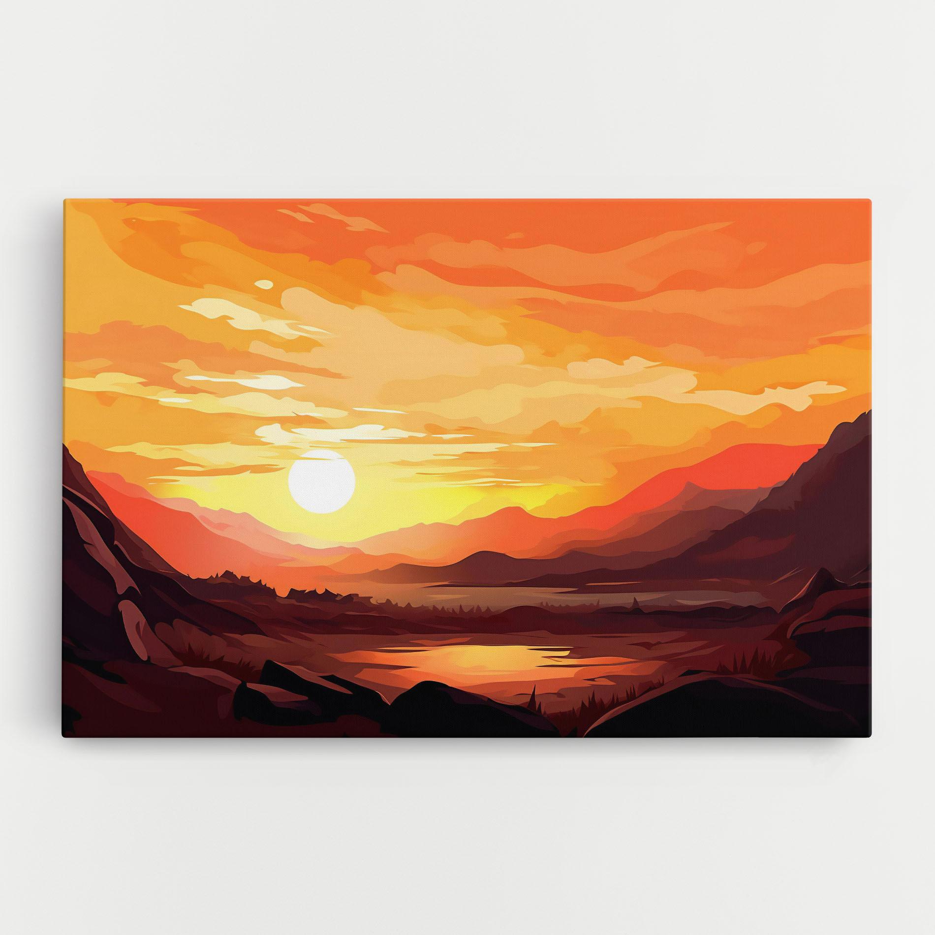 Leinwandbild Beautiful Sunset Illustration mockup 0