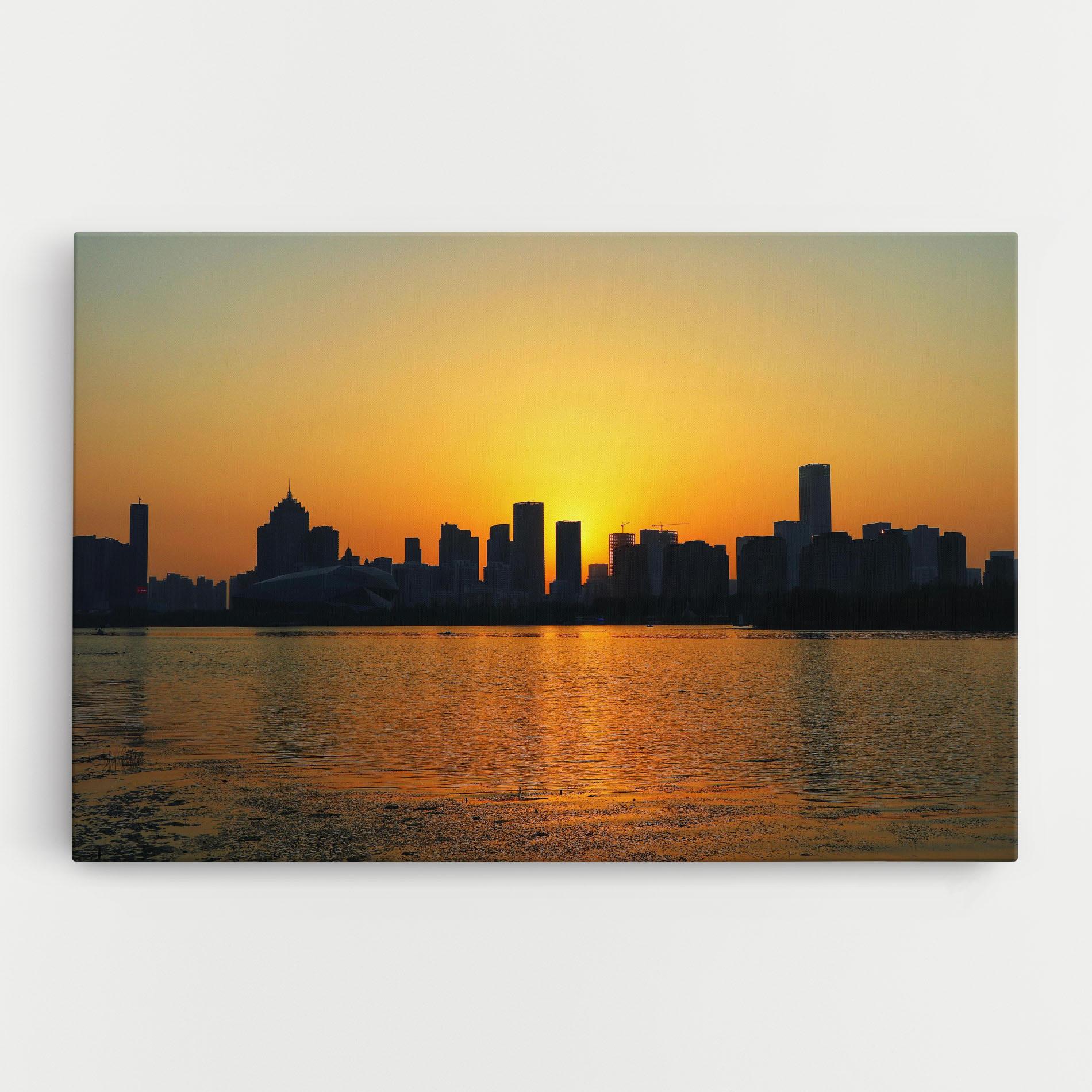 Leinwandbild City Building Sunset mockup 0