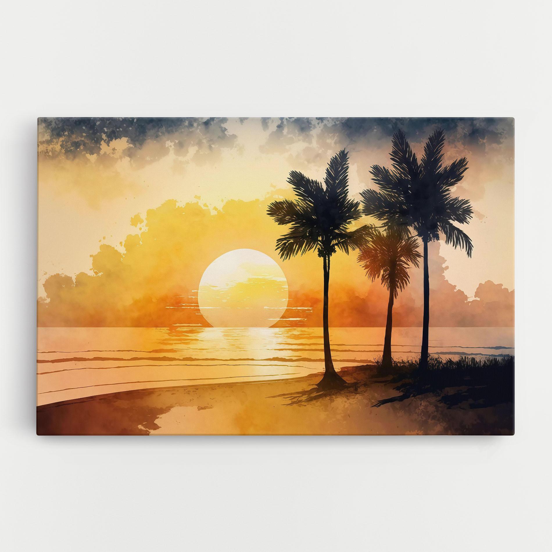 Leinwandbild Palm Trees Sunset mockup 0
