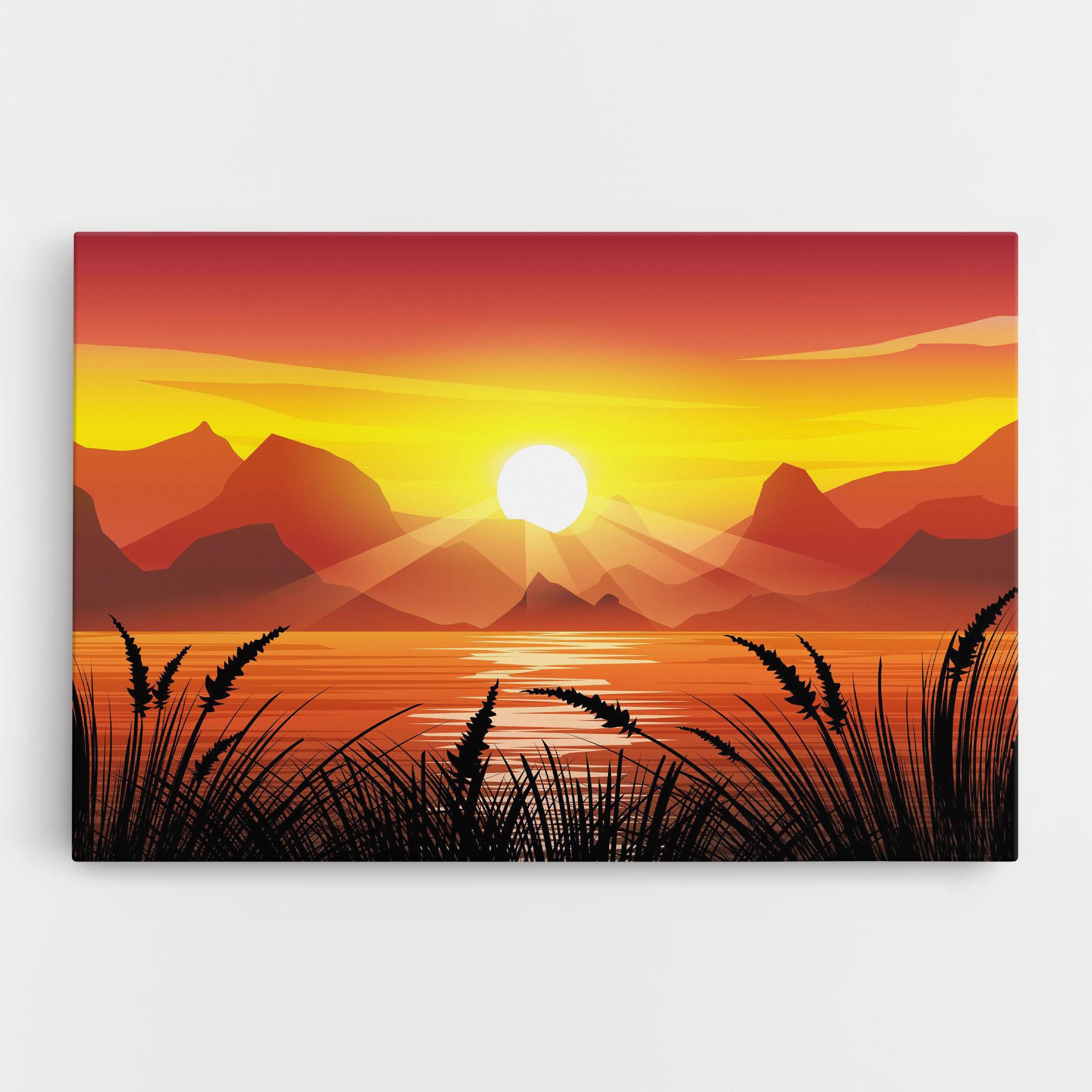 Leinwandbild Sunrise Grass Art mockup 0