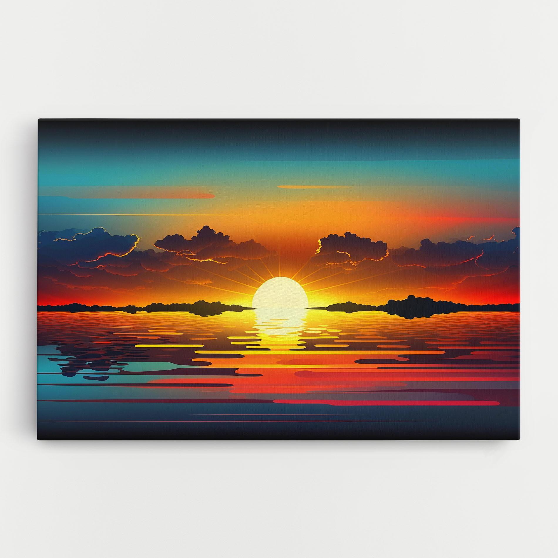 Leinwandbild Yellow Sunset Illustration mockup 0