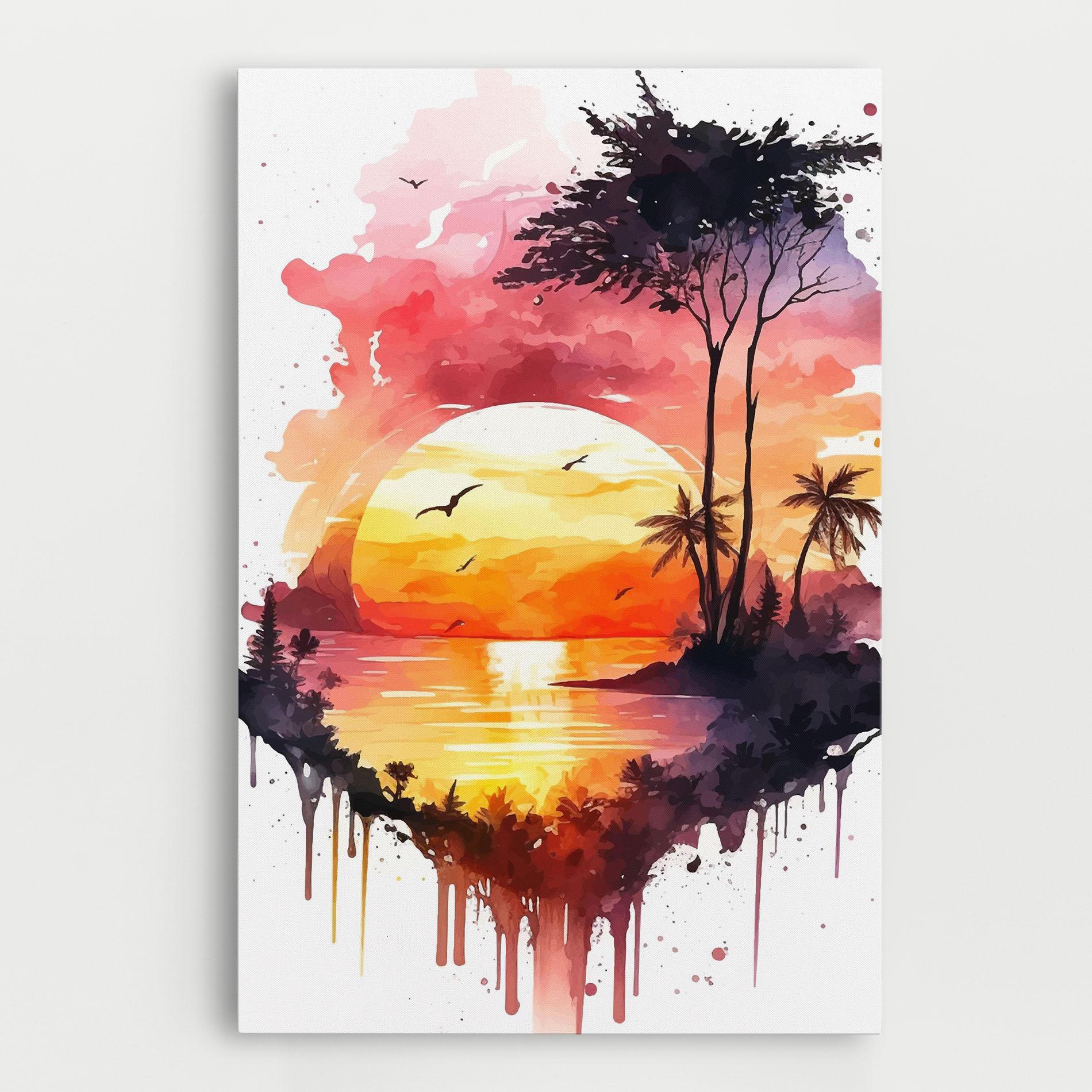 Leinwandbild Purple Sunset Art mockup 0