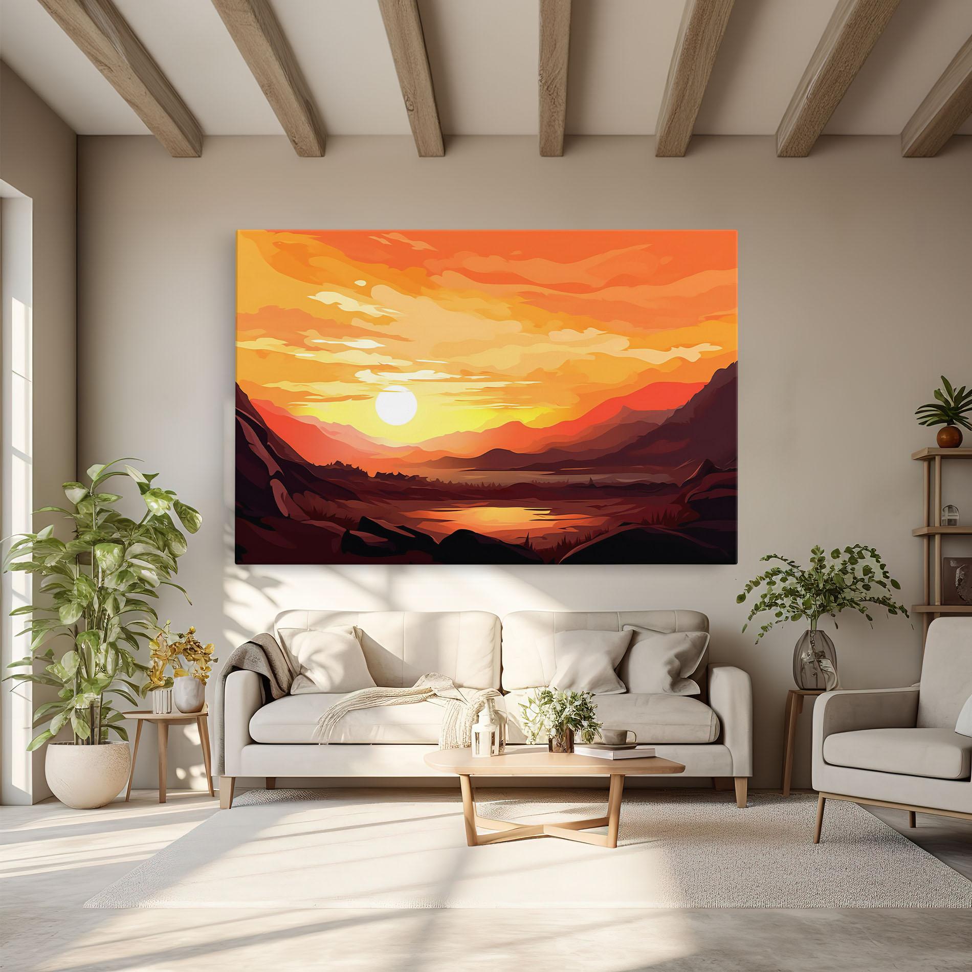 Leinwandbild Beautiful Sunset Illustration mockup 6