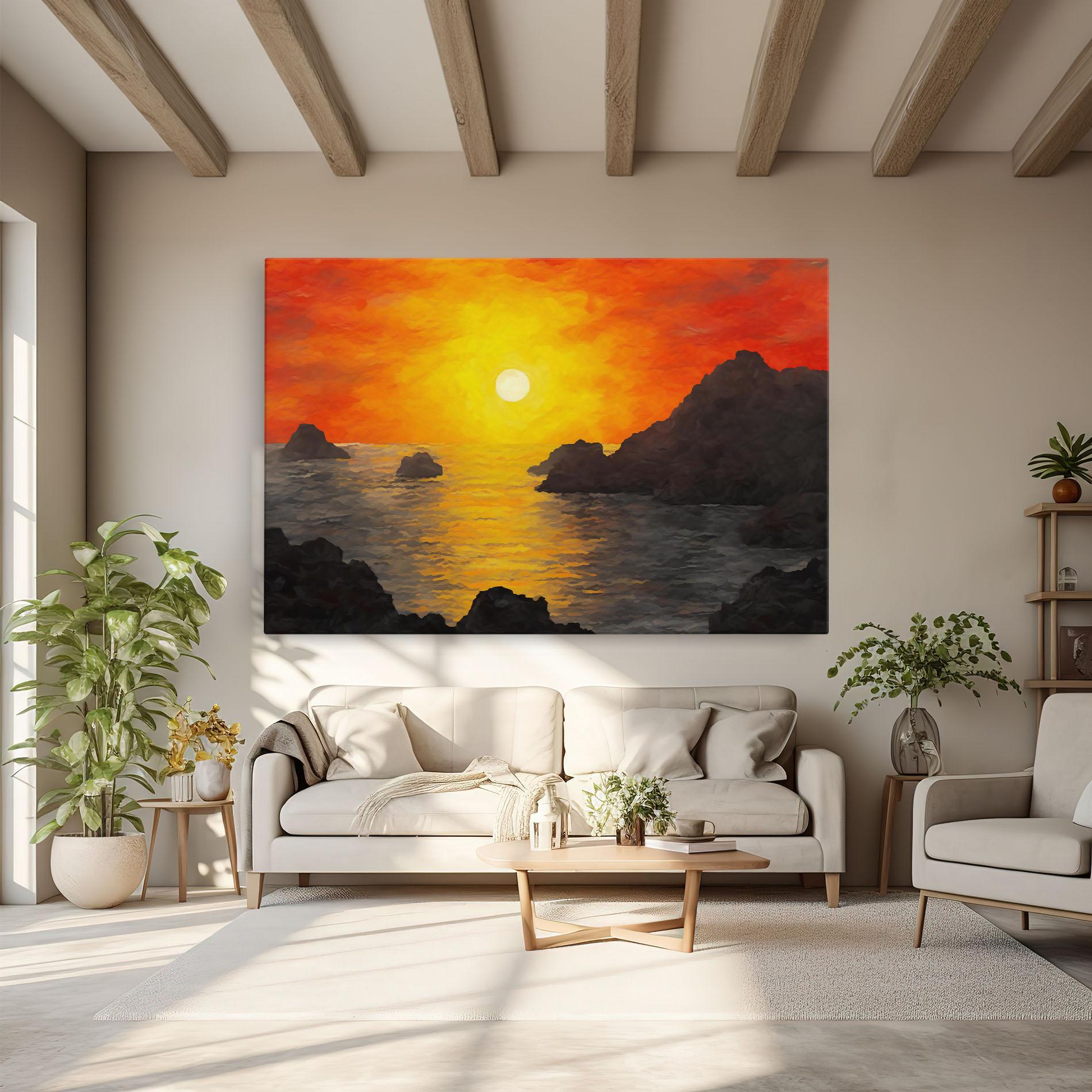 Leinwandbild Mountains Rocks Painting mockup 6