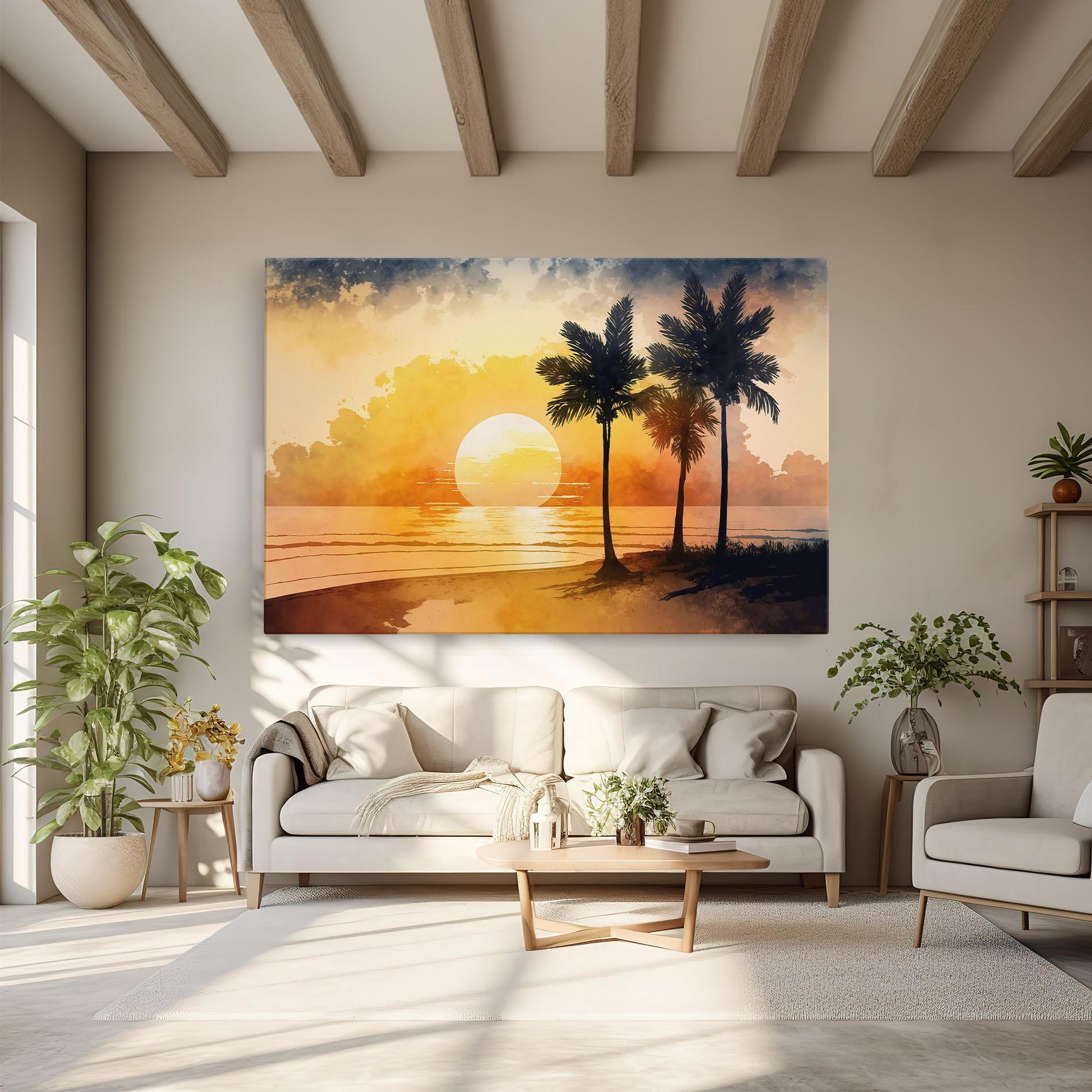 Leinwandbild Palm Trees Sunset mockup 6