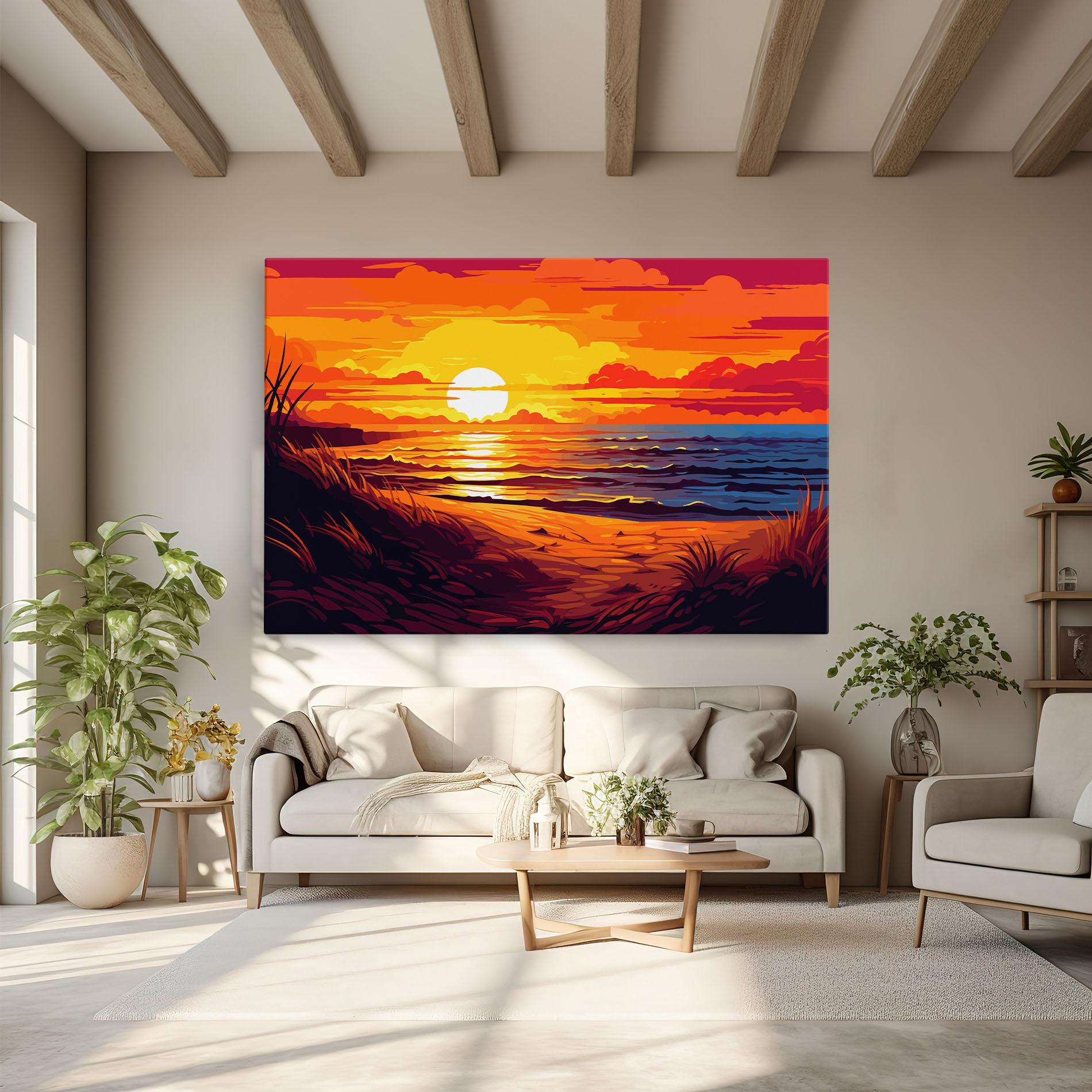 Leinwandbild Strong Orange Sunset mockup 6