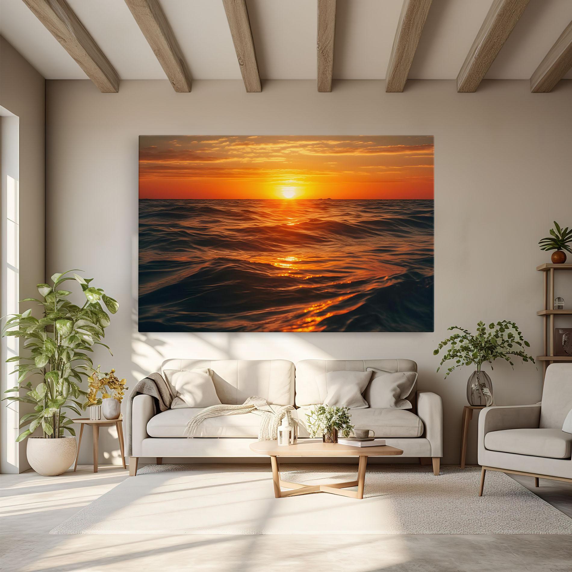 Leinwandbild Waves During Sunset mockup 6