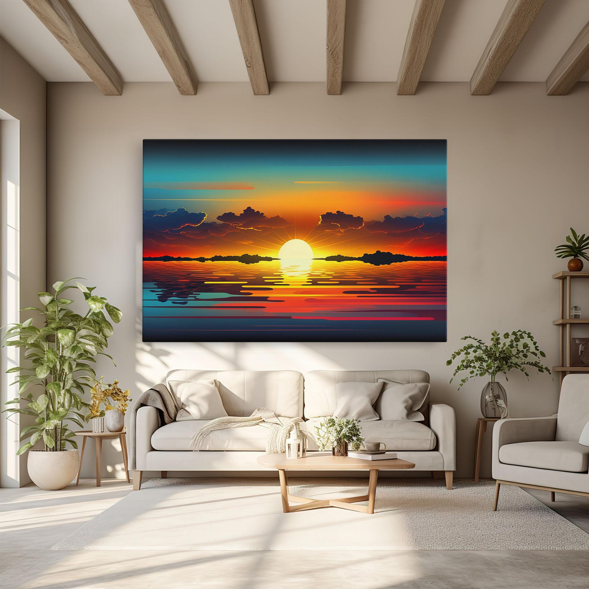 Leinwandbild Yellow Sunset Illustration mockup 6