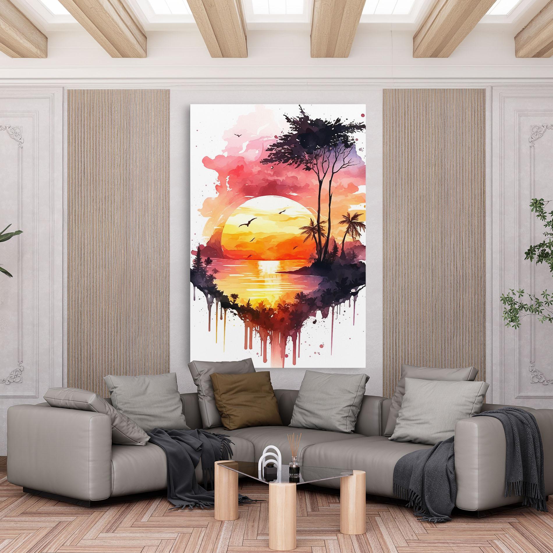 Leinwandbild Purple Sunset Art mockup 6