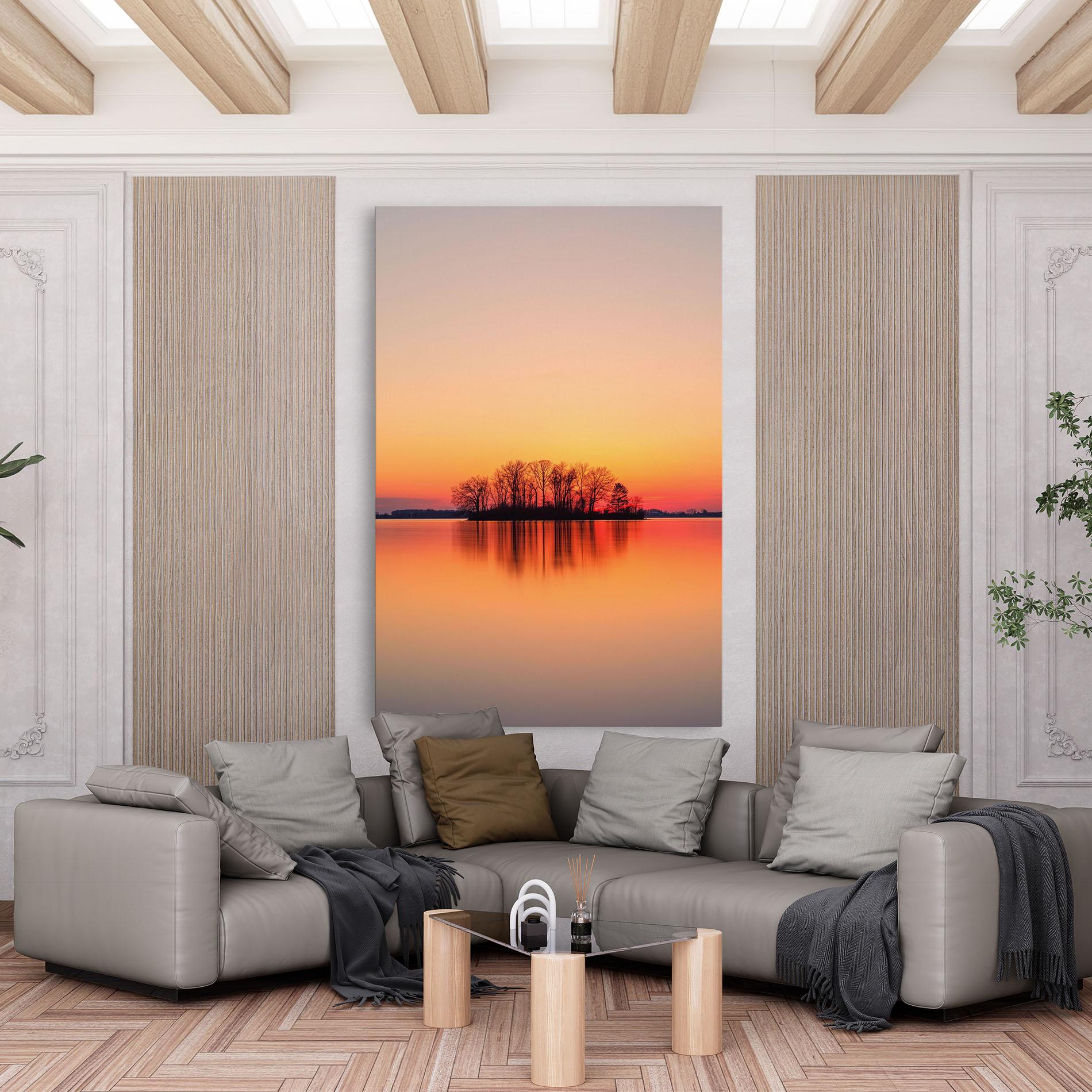 Leinwandbild Tree Sunset Lake mockup 6