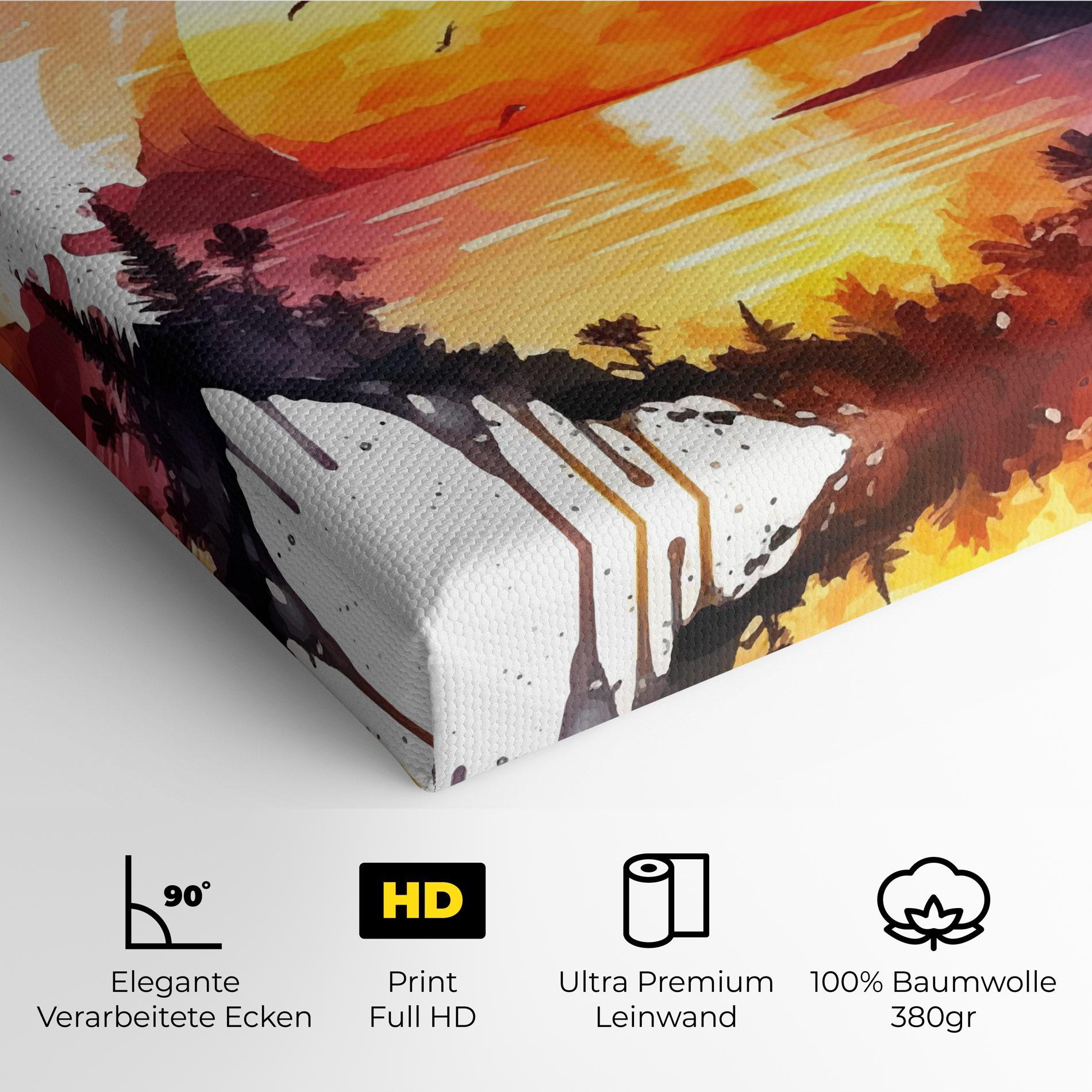 Leinwandbild Purple Sunset Art mockup 4