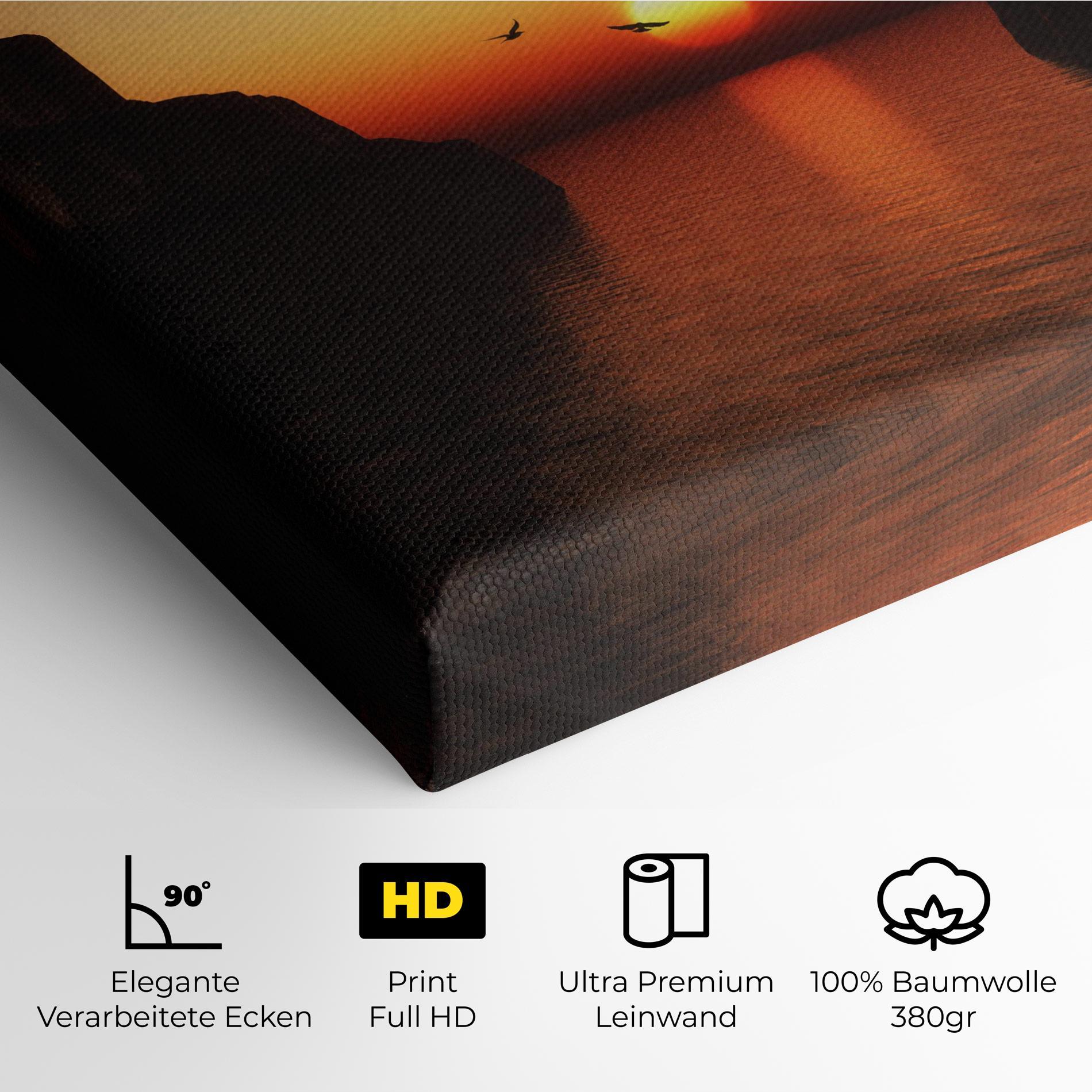 Leinwandbild Sunset Silhouette Birds mockup 4