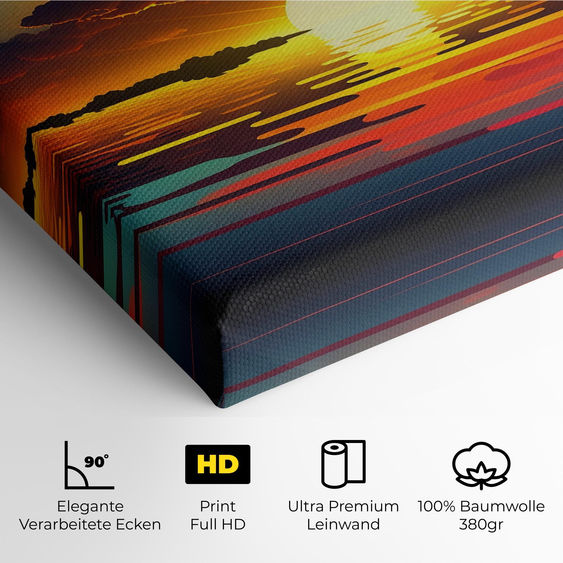 Leinwandbild Yellow Sunset Illustration mockup 4
