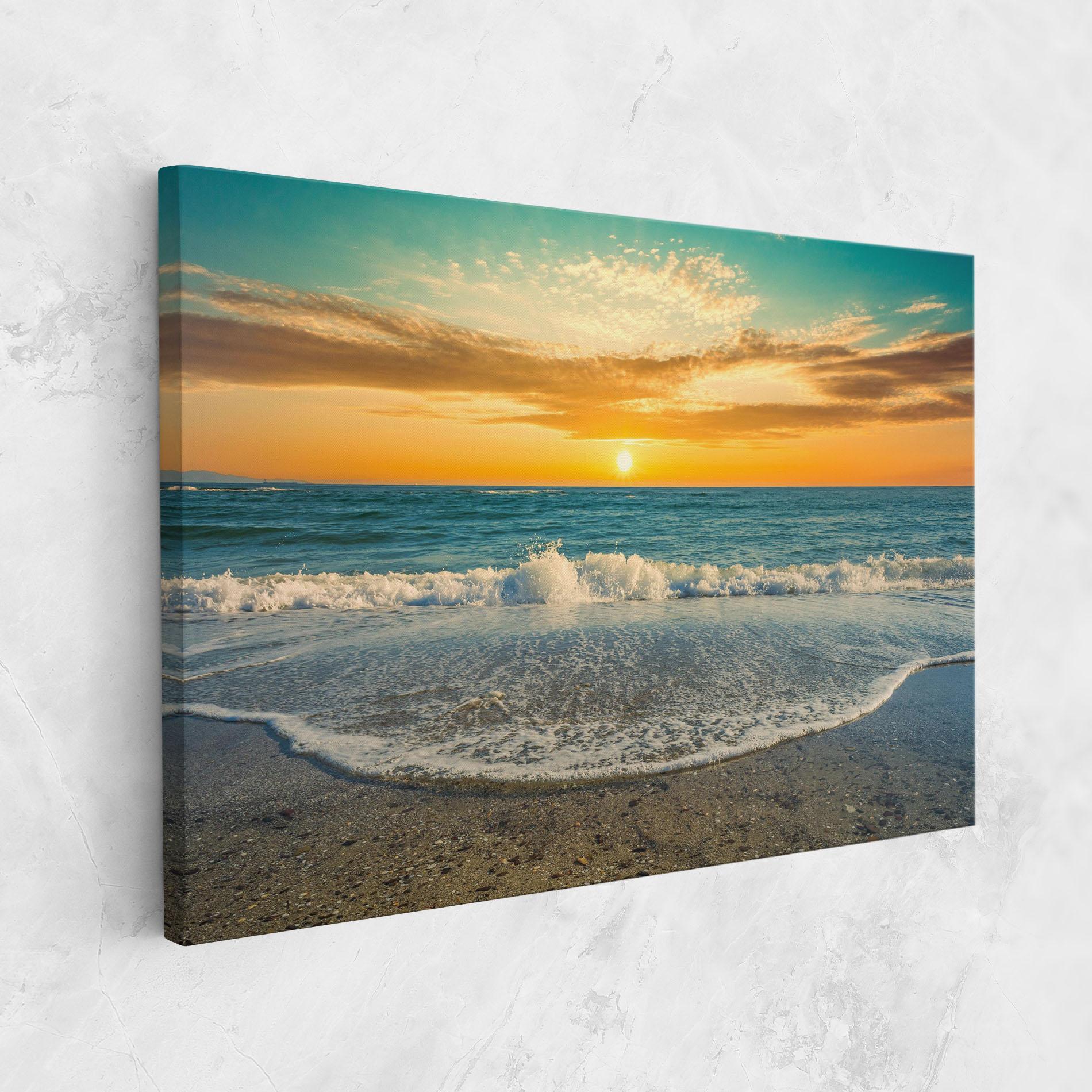 Leinwandbild Beach Dramatic Sunset mockup 1