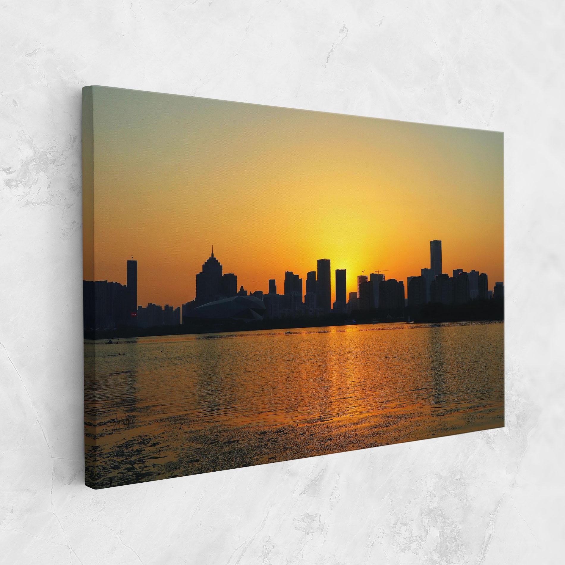 Leinwandbild City Building Sunset mockup 1