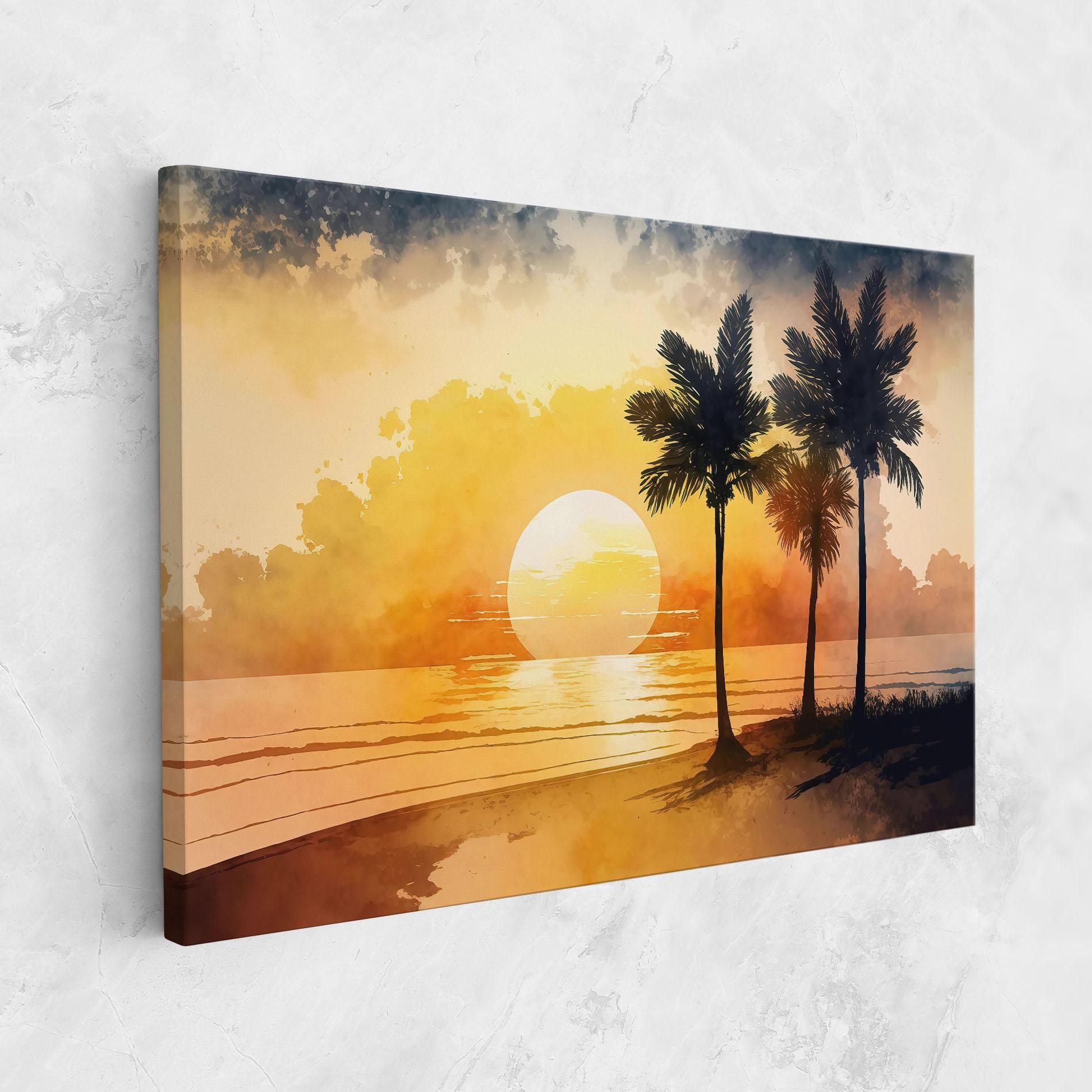 Leinwandbild Palm Trees Sunset mockup 1