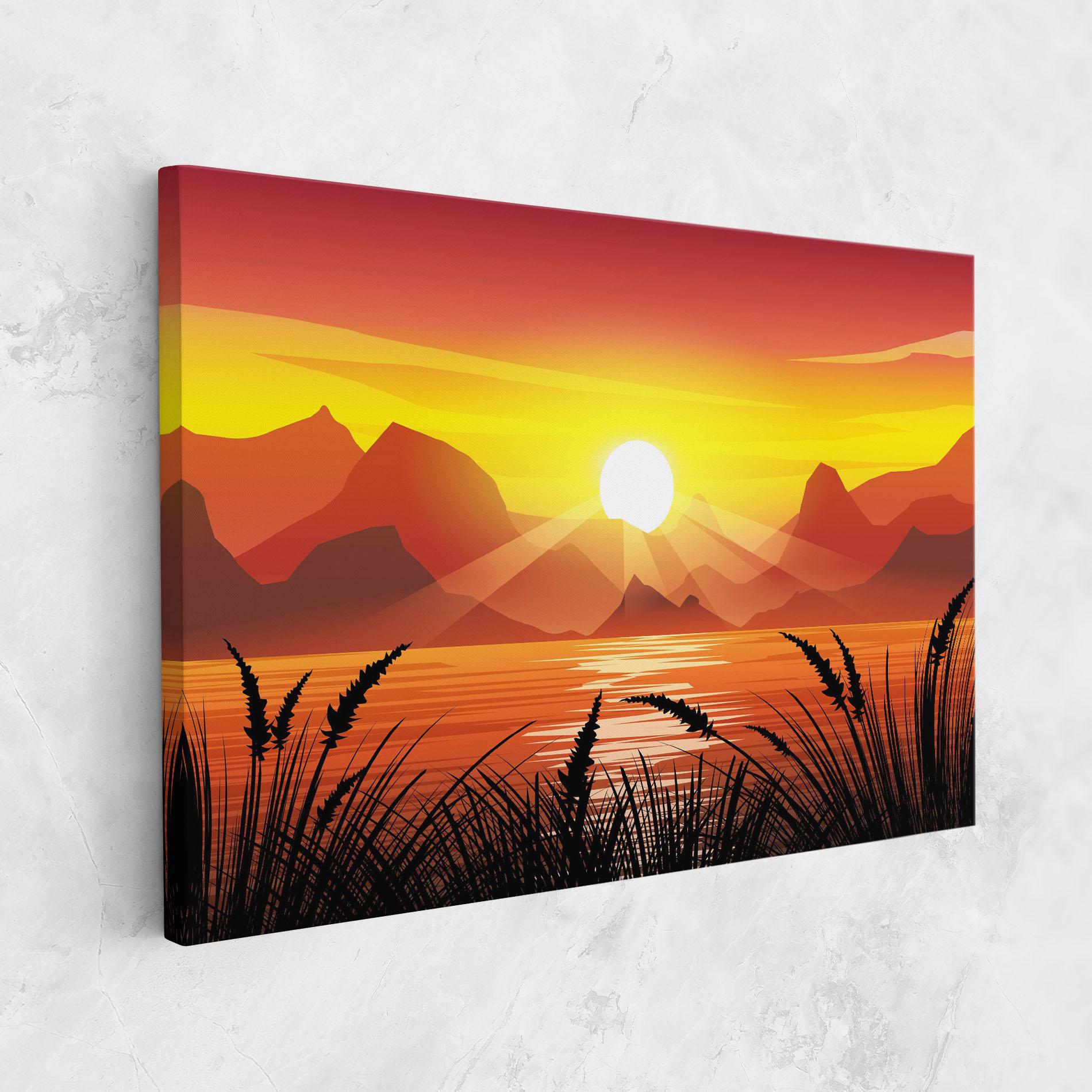 Leinwandbild Sunrise Grass Art mockup 1