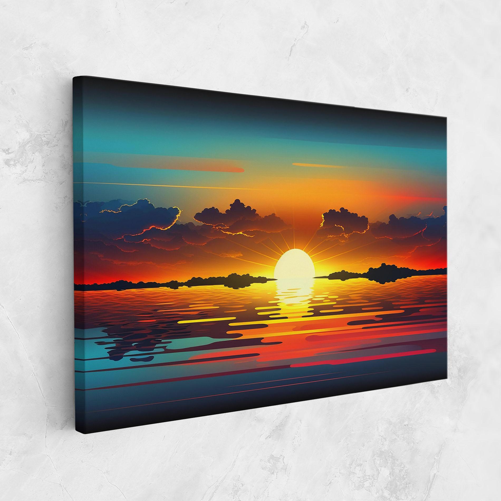 Leinwandbild Yellow Sunset Illustration mockup 1