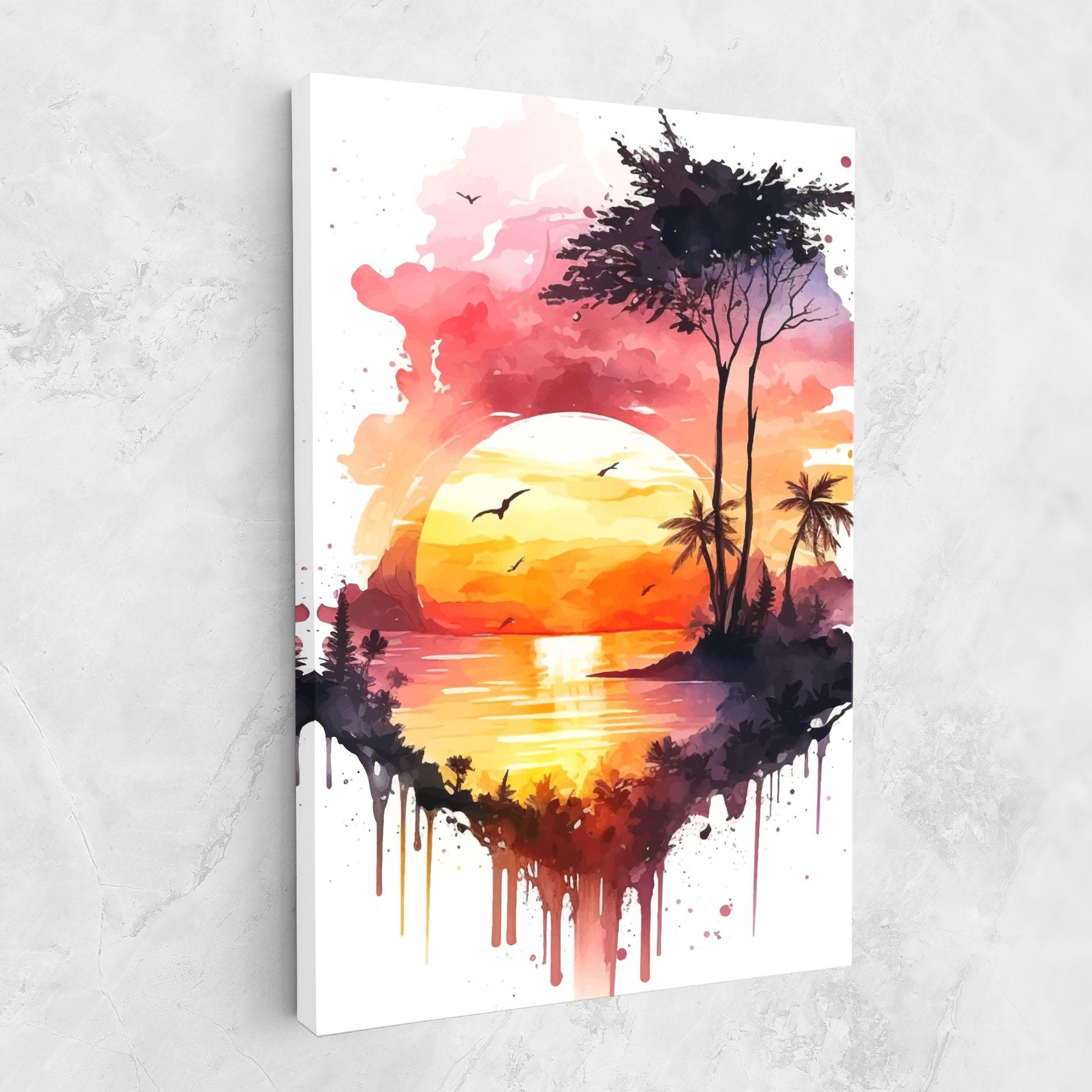 Leinwandbild Purple Sunset Art mockup 1