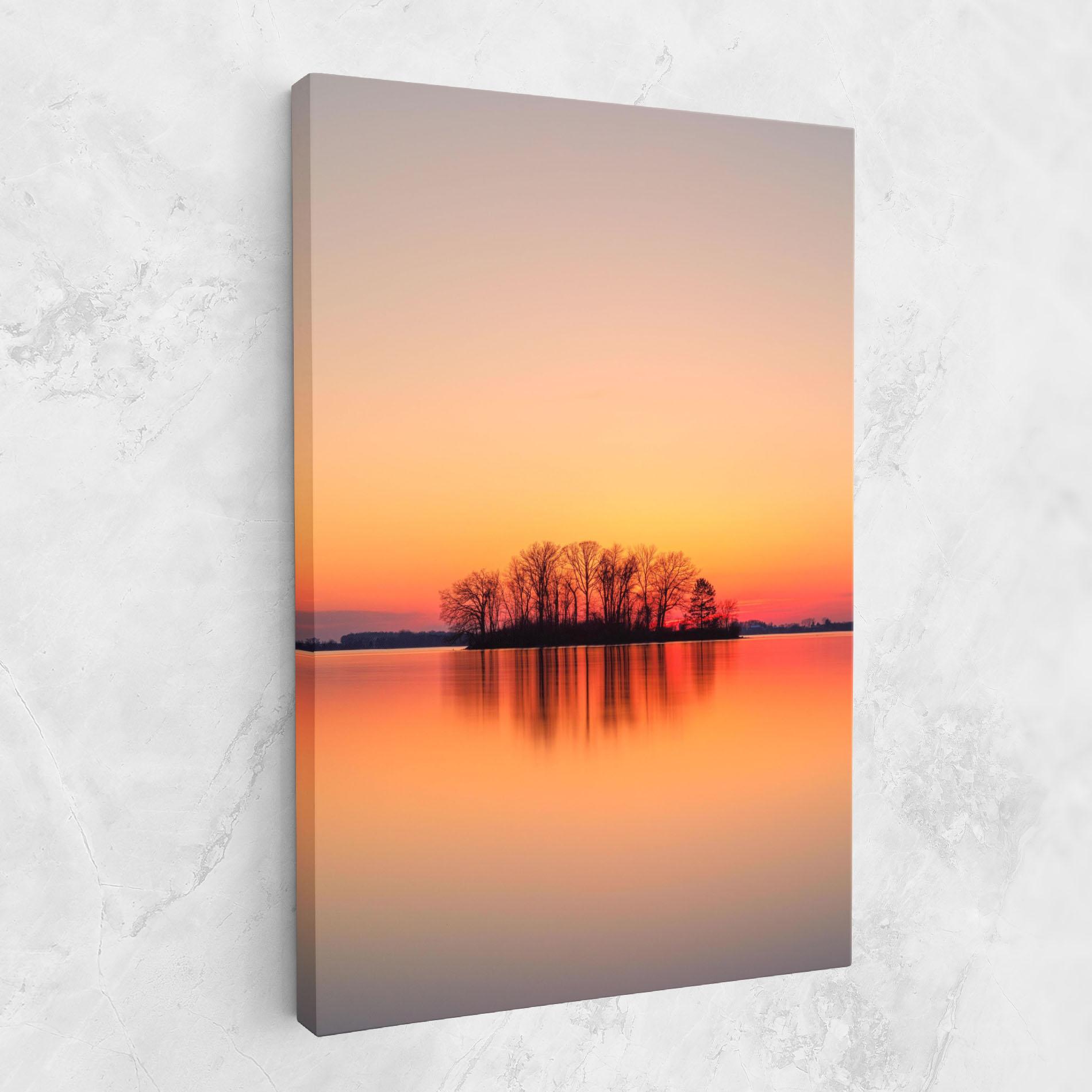Leinwandbild Tree Sunset Lake mockup 1