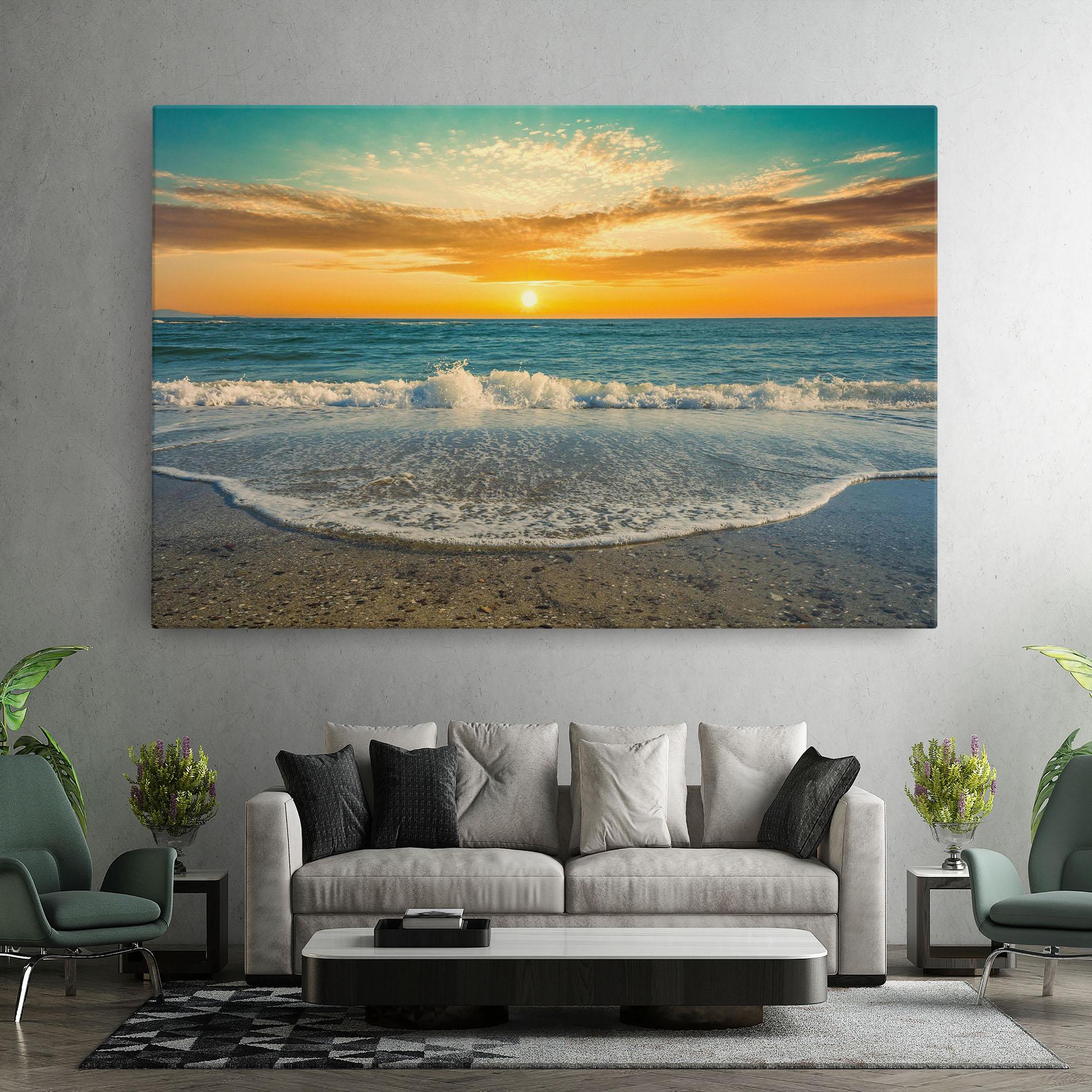 Leinwandbild Beach Dramatic Sunset mockup 7