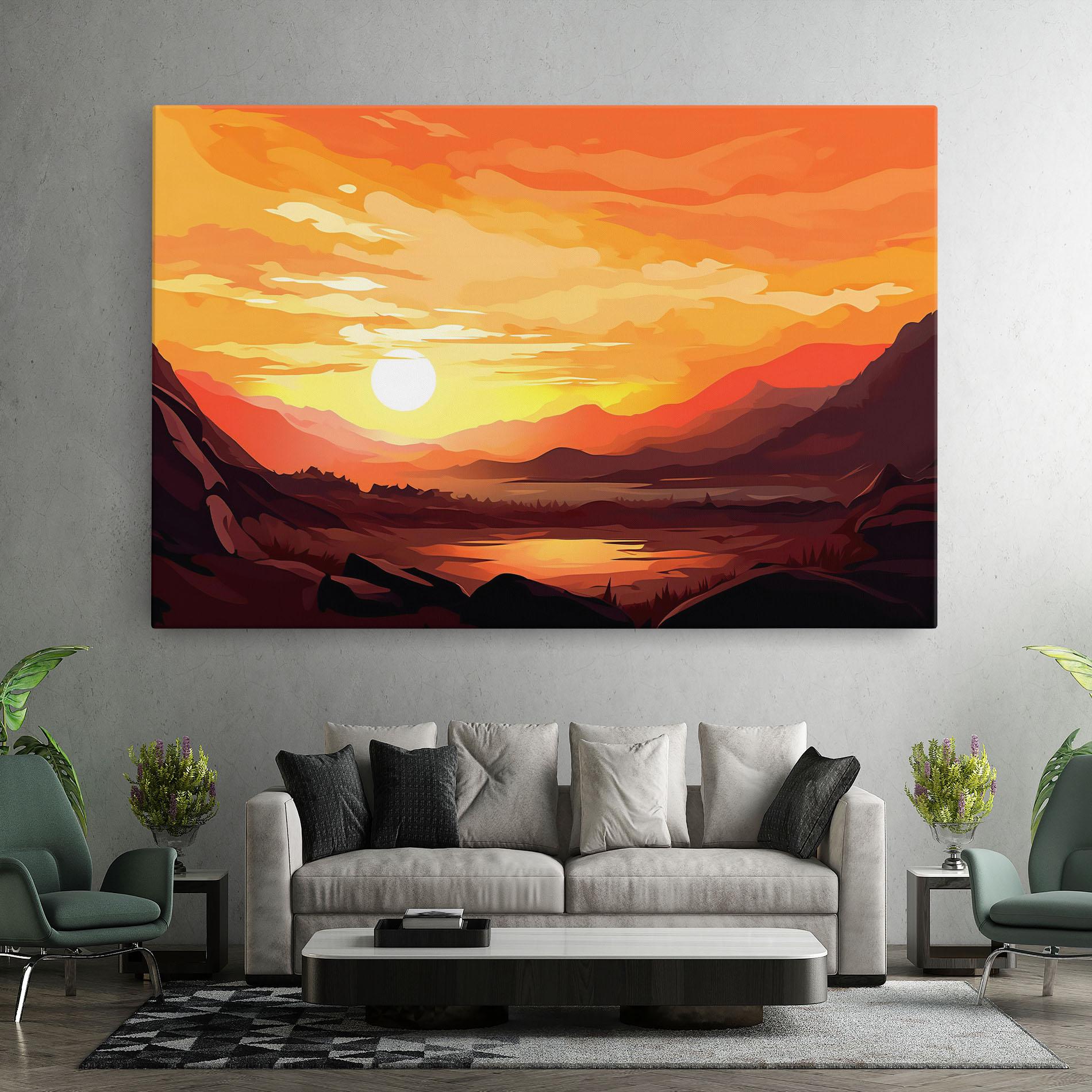 Leinwandbild Beautiful Sunset Illustration mockup 7