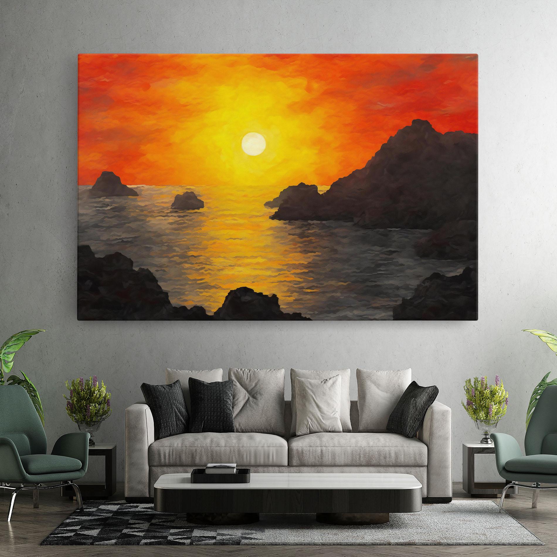 Leinwandbild Mountains Rocks Painting mockup 7