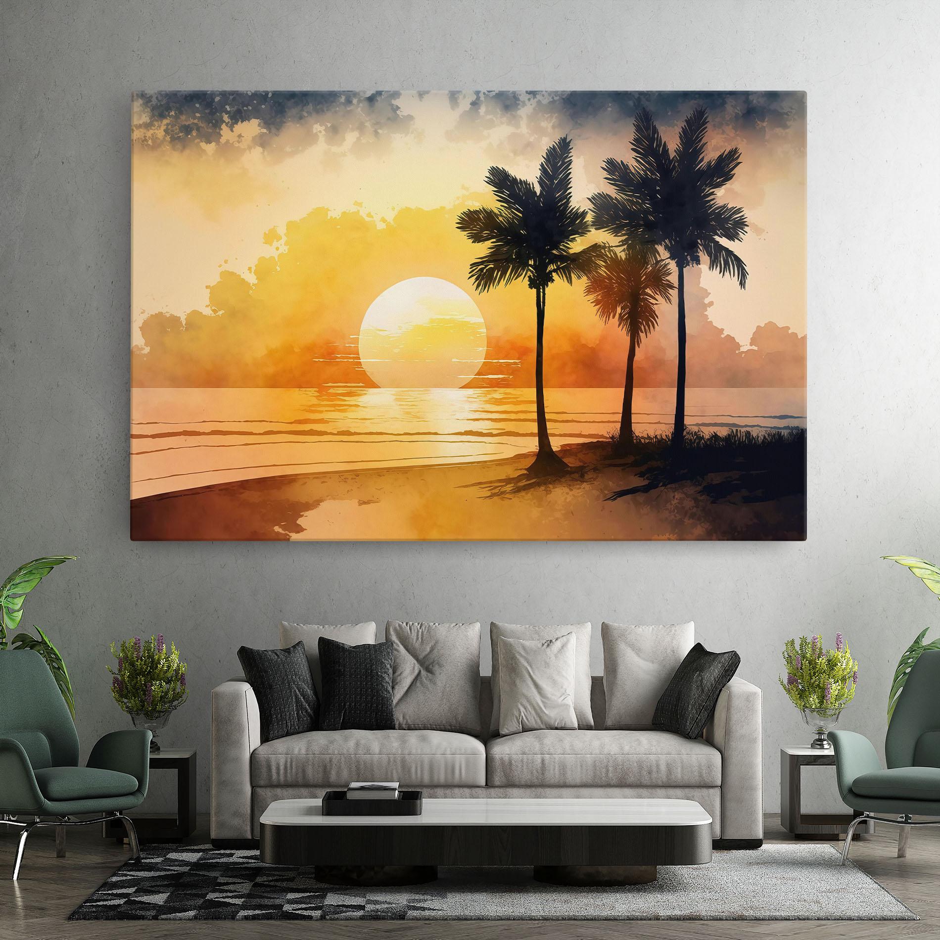 Leinwandbild Palm Trees Sunset mockup 7