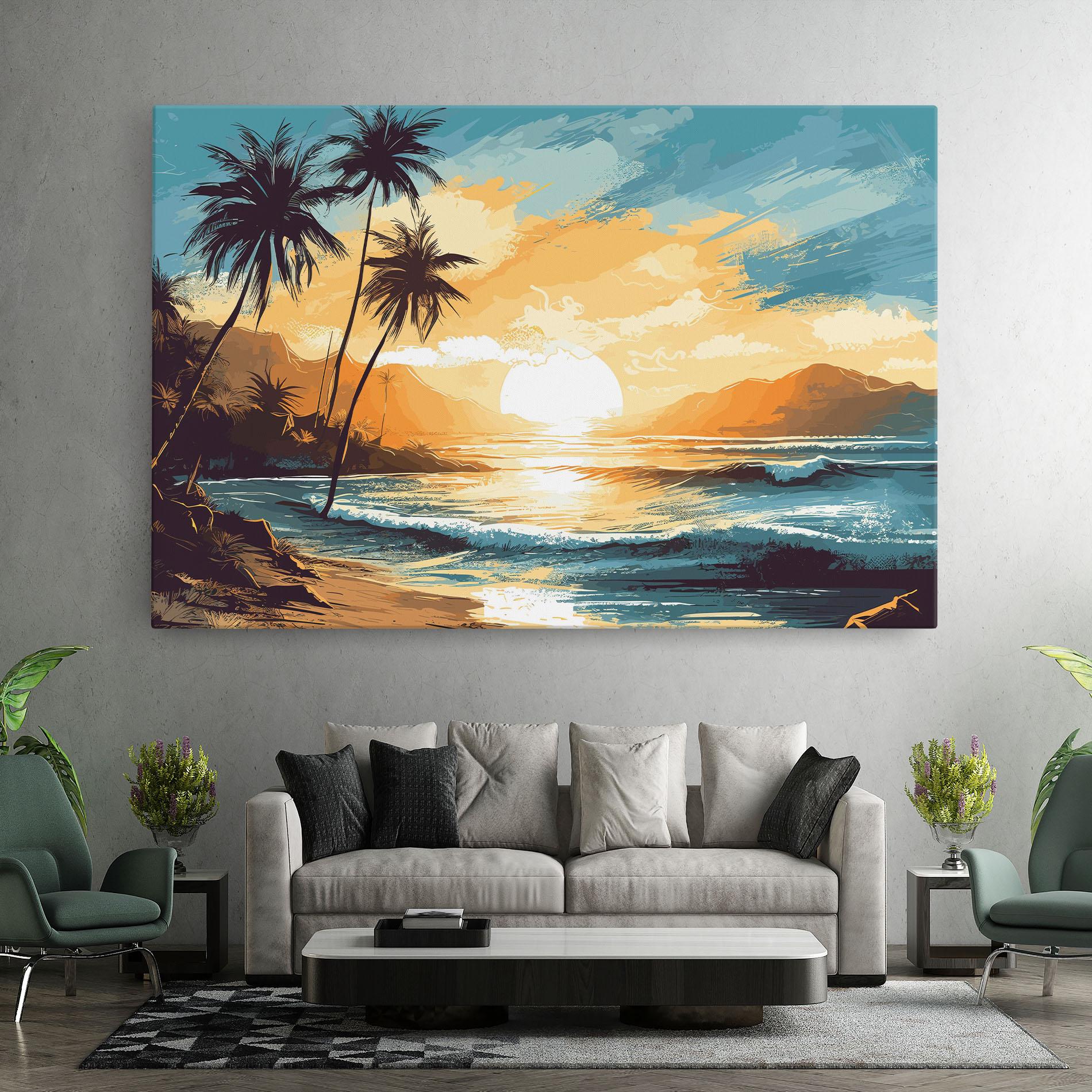Leinwandbild Yellow Blue Sunrise mockup 7