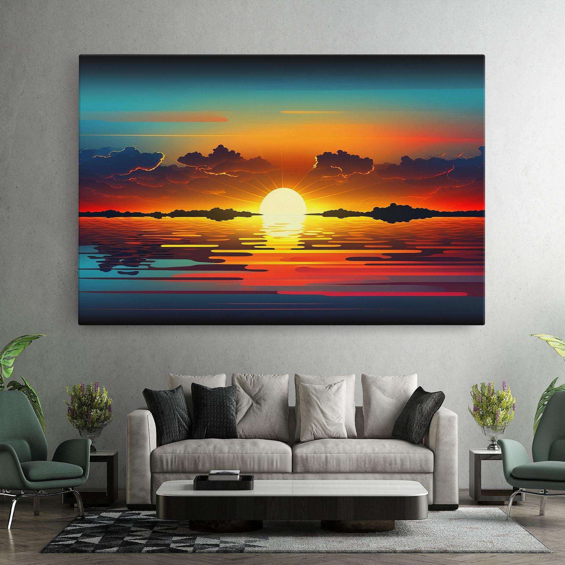Leinwandbild Yellow Sunset Illustration mockup 7