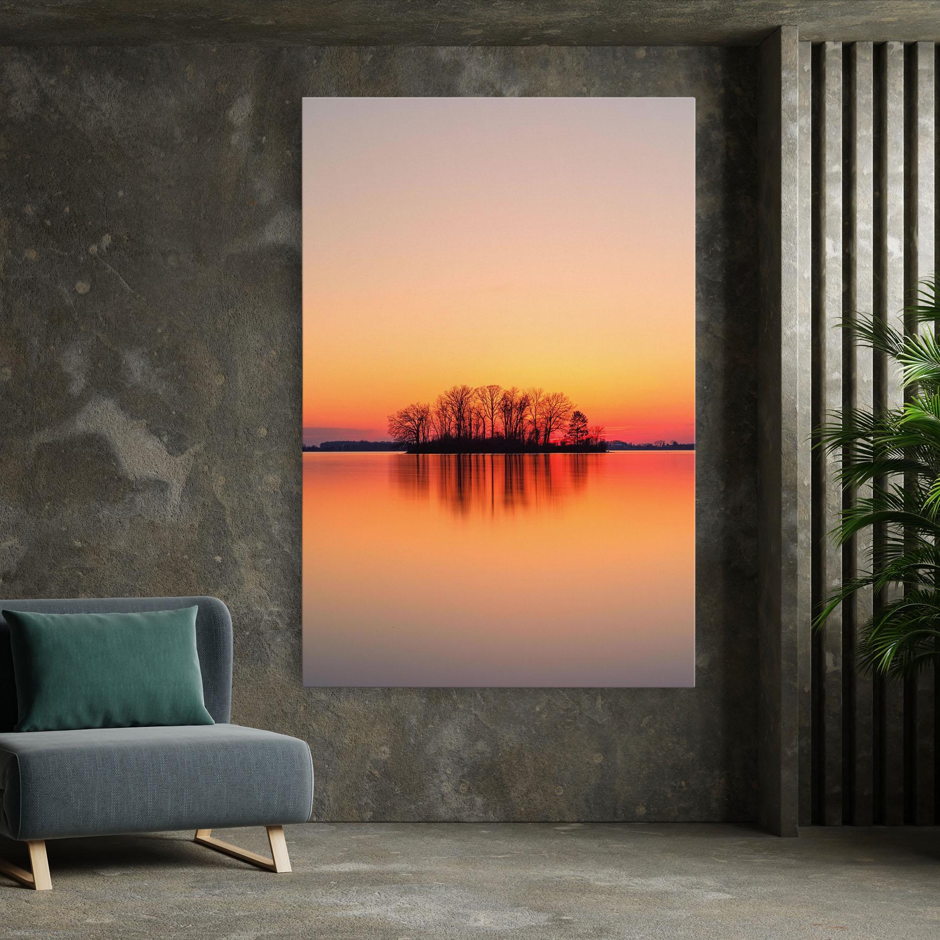 Leinwandbild Tree Sunset Lake mockup 7