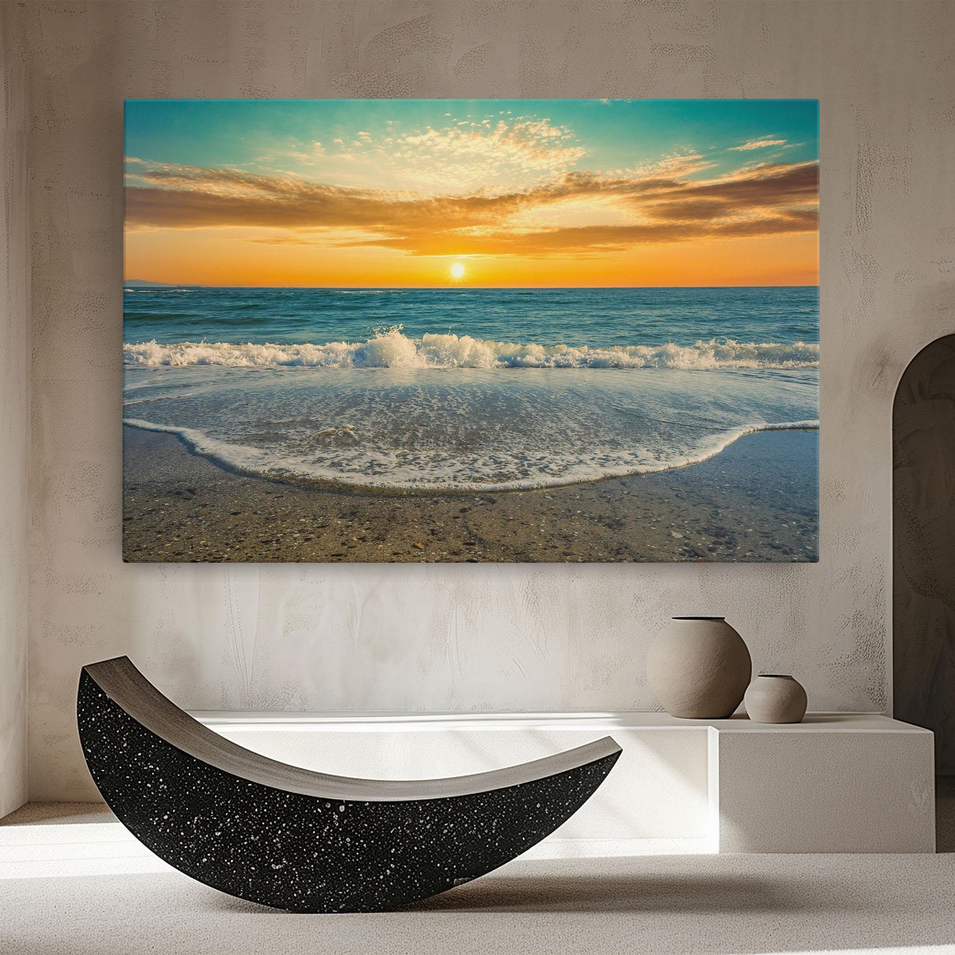 Leinwandbild Beach Dramatic Sunset mockup 8