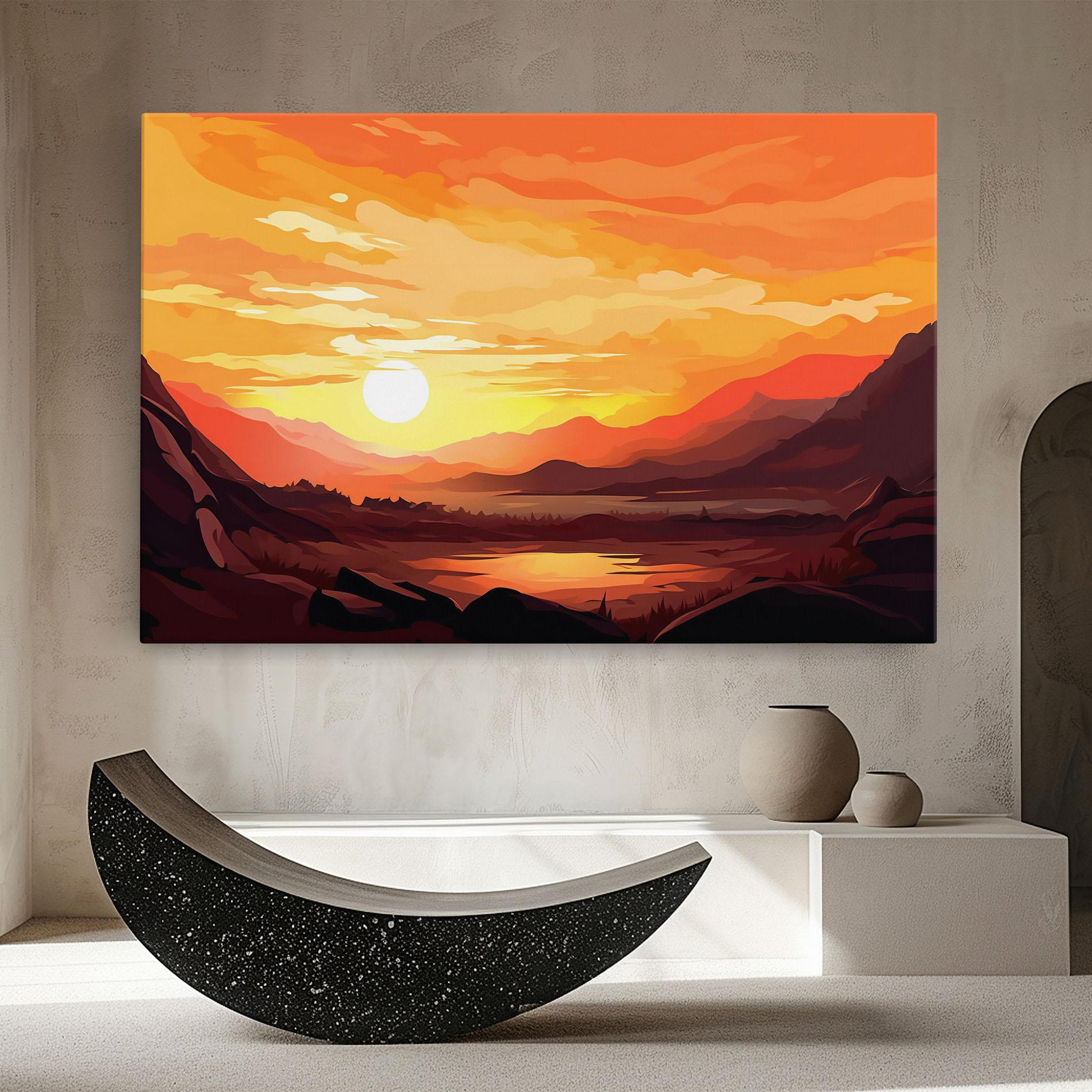 Leinwandbild Beautiful Sunset Illustration mockup 8