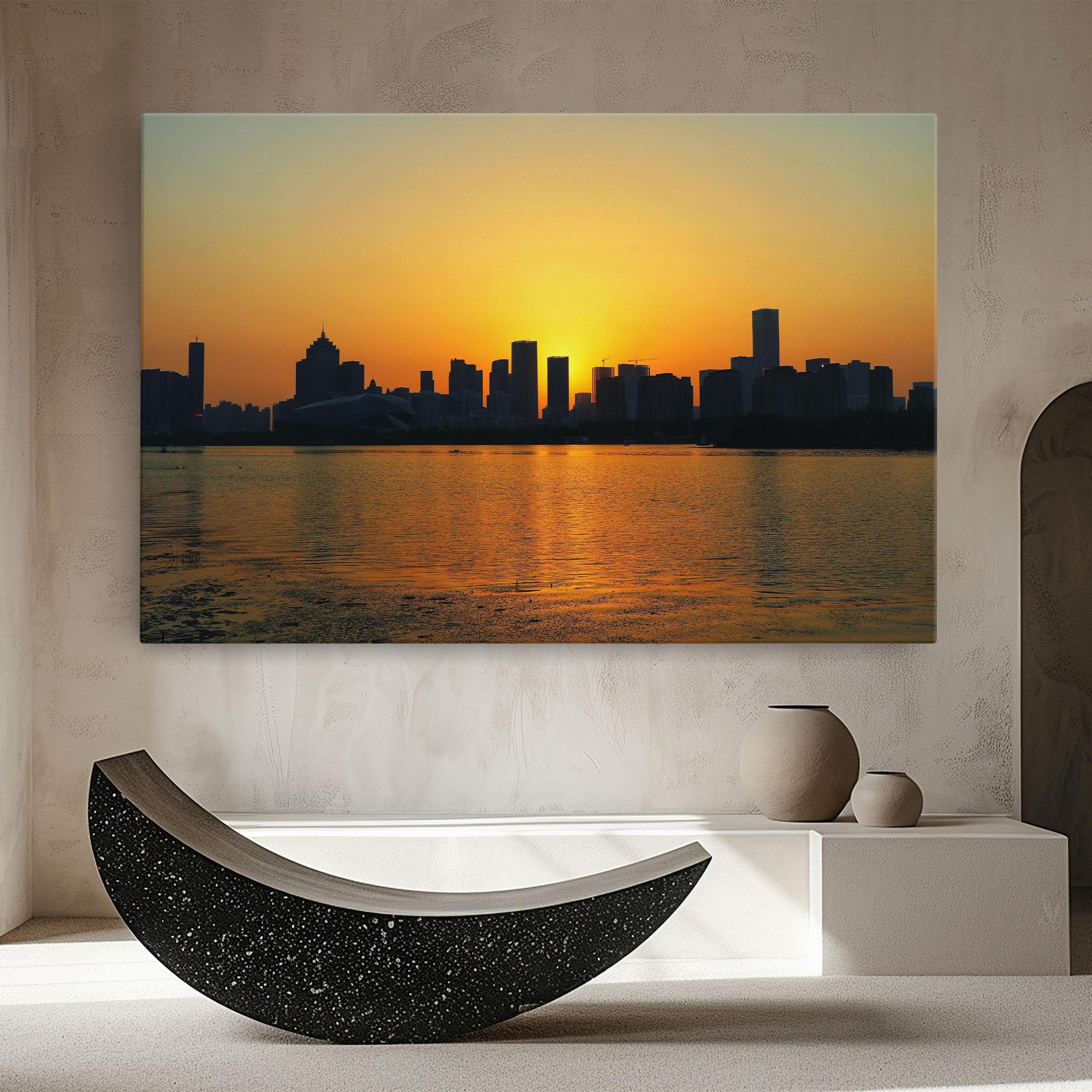 Leinwandbild City Building Sunset mockup 8