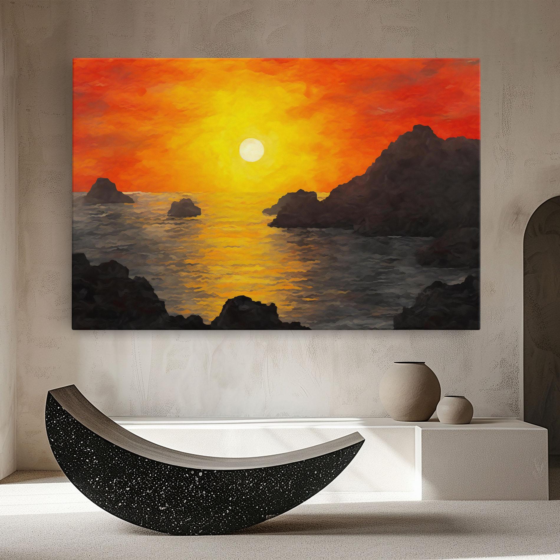 Leinwandbild Mountains Rocks Painting mockup 8