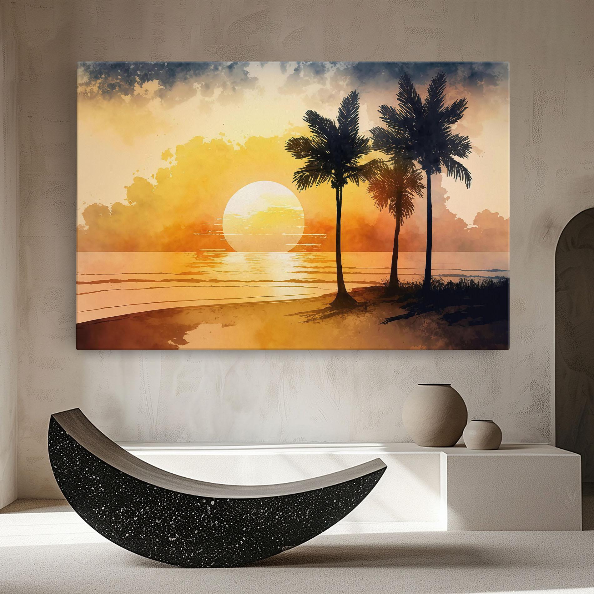 Leinwandbild Palm Trees Sunset mockup 8