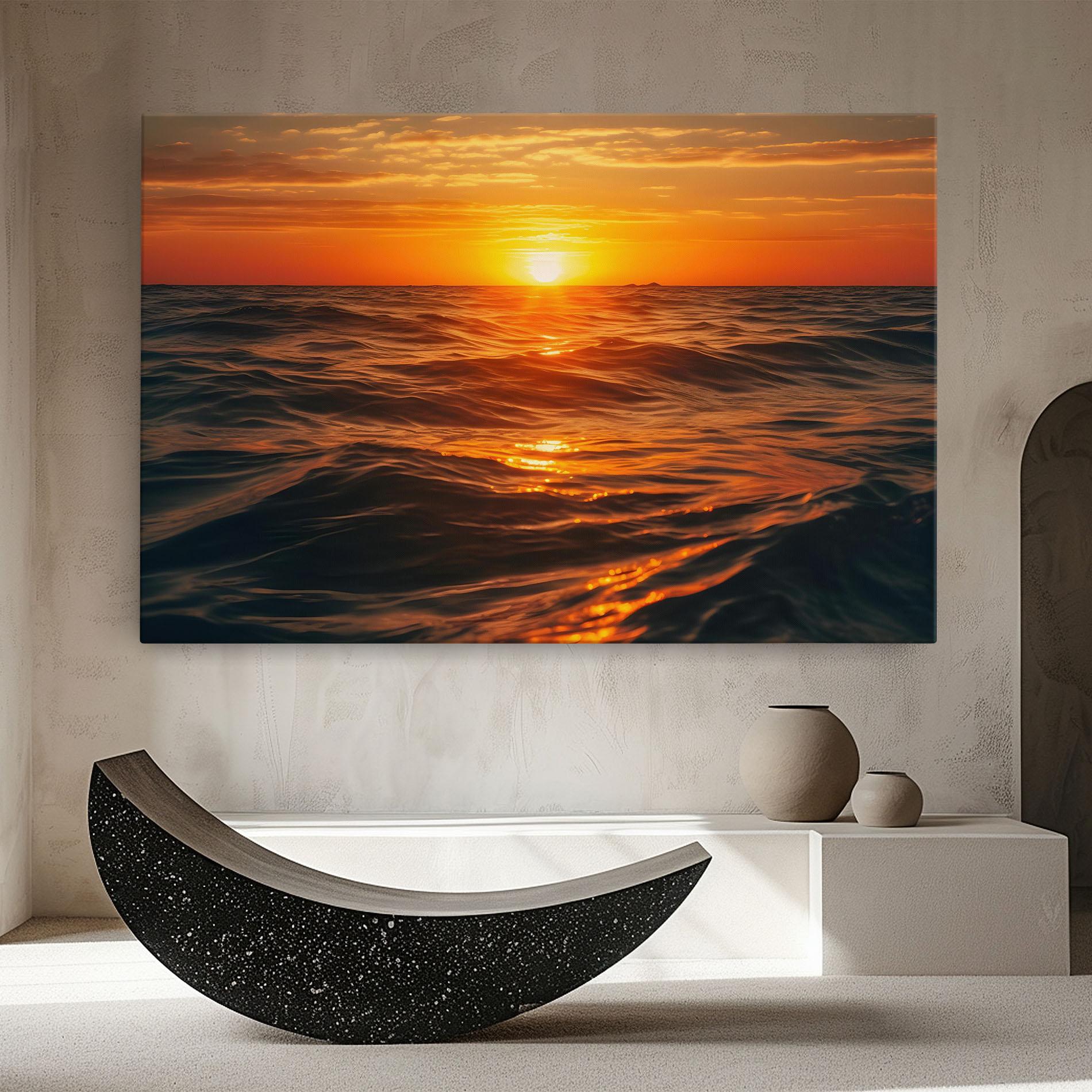 Leinwandbild Waves During Sunset mockup 8