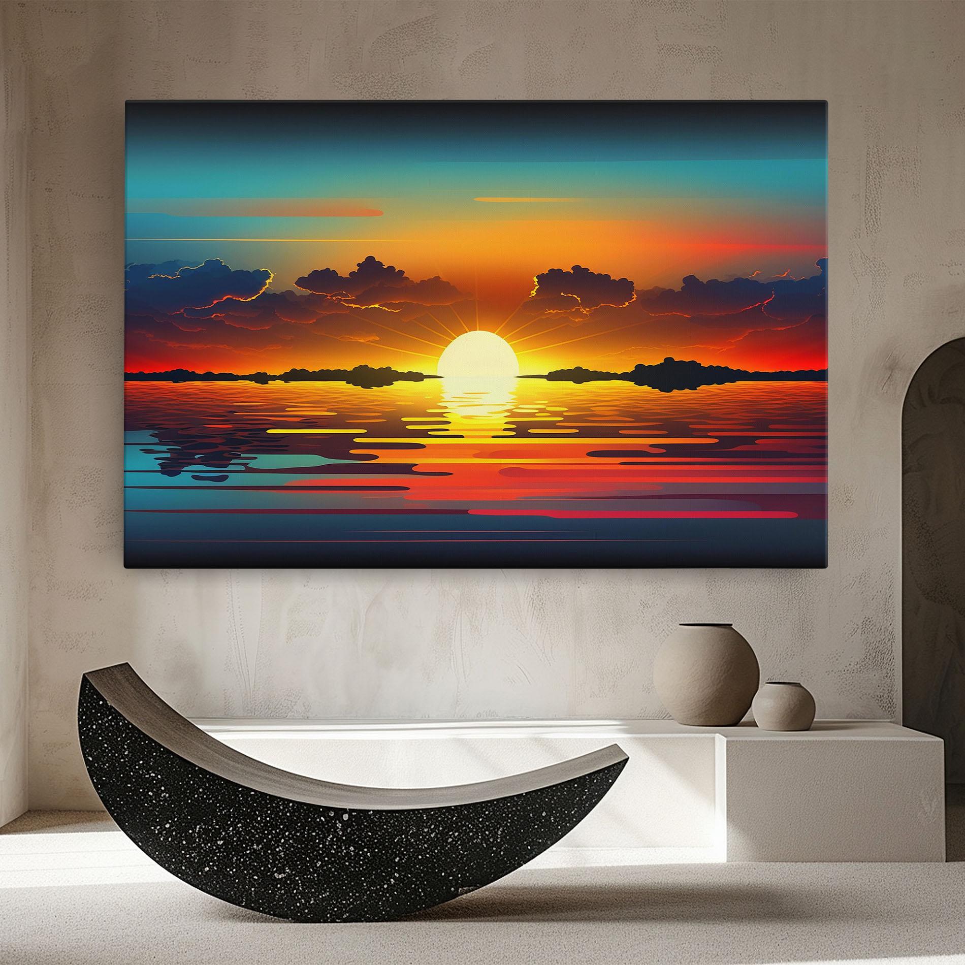 Leinwandbild Yellow Sunset Illustration mockup 8