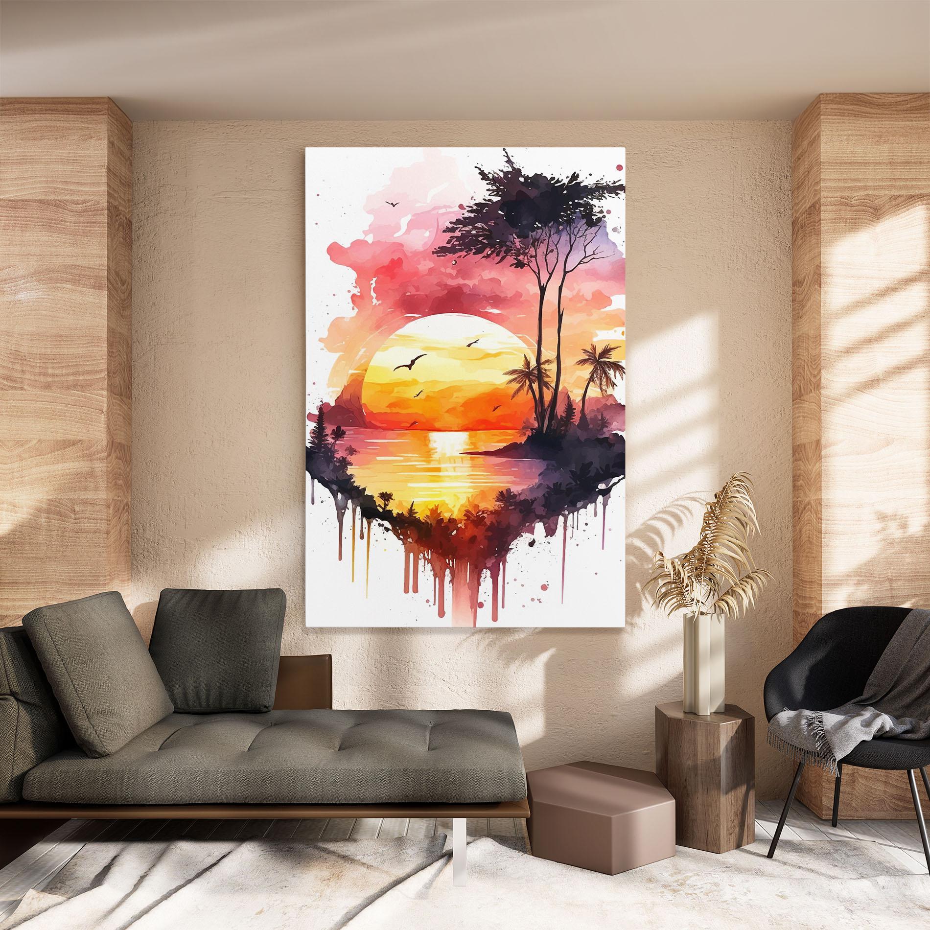 Leinwandbild Purple Sunset Art mockup 8