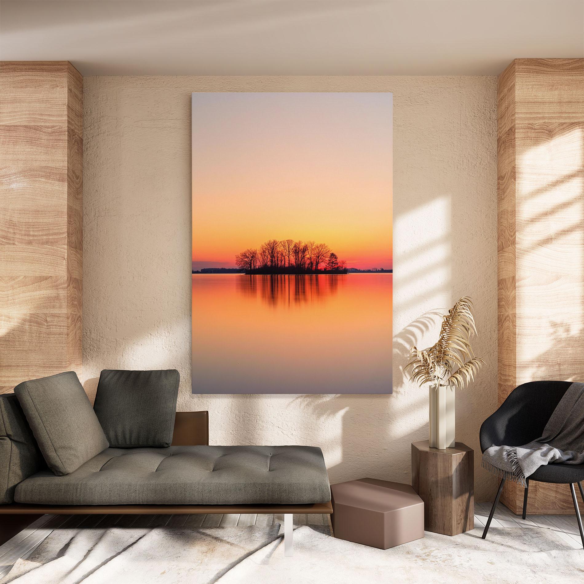 Leinwandbild Tree Sunset Lake mockup 8
