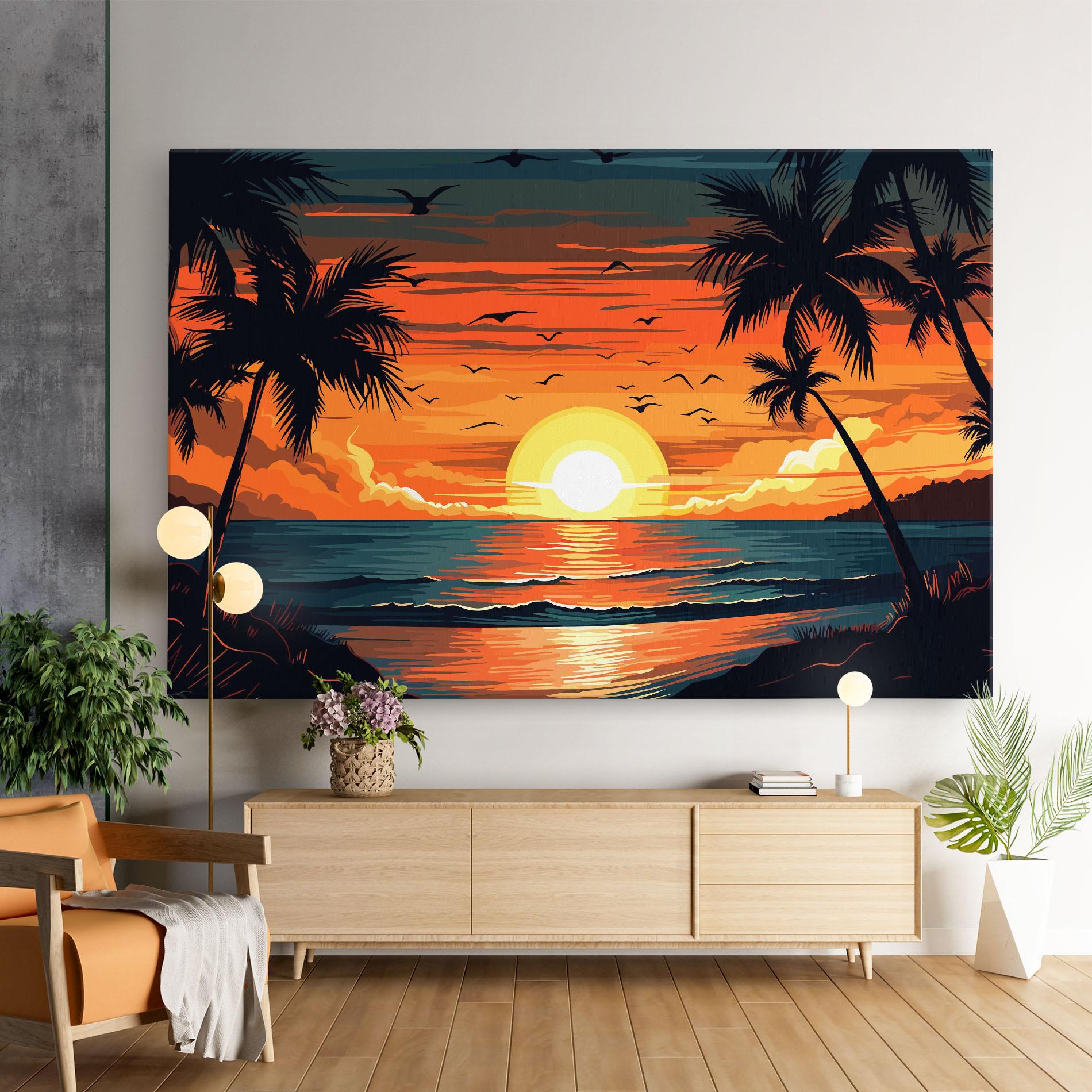 Leinwandbild Amazing Sunset View mockup 9