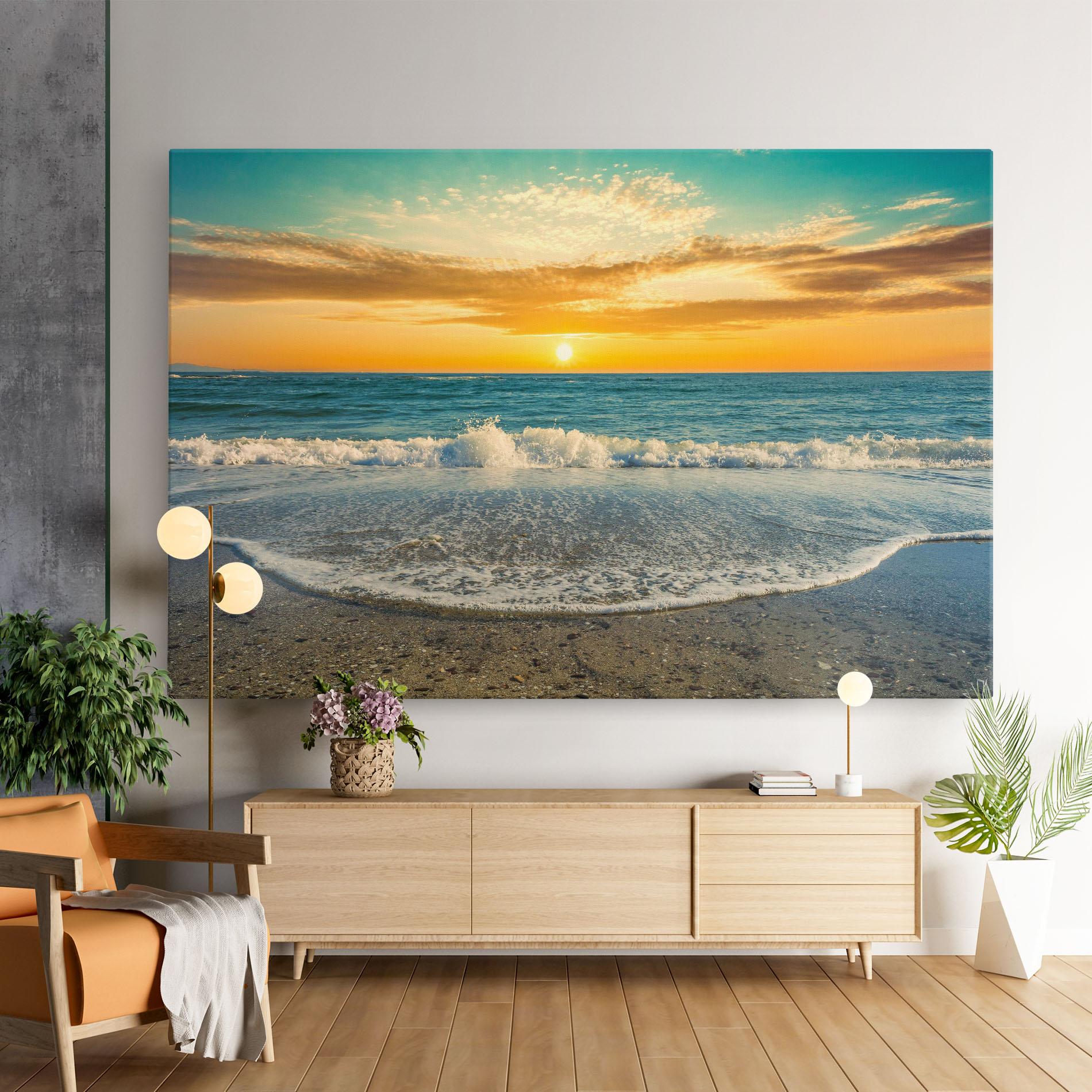 Leinwandbild Beach Dramatic Sunset mockup 9