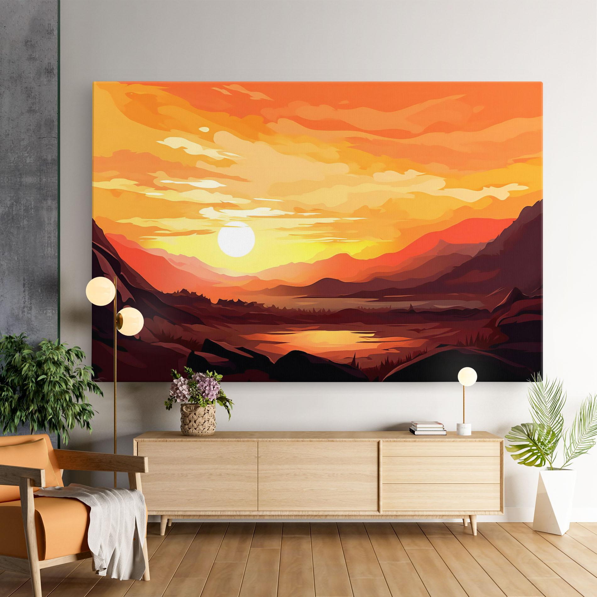 Leinwandbild Beautiful Sunset Illustration mockup 9