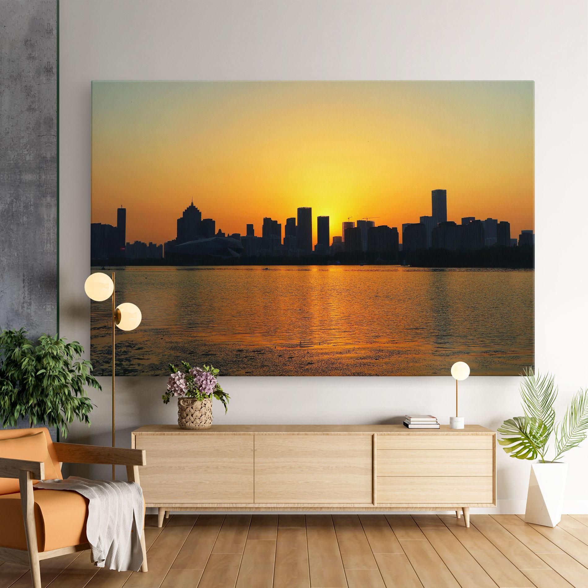 Leinwandbild City Building Sunset mockup 9