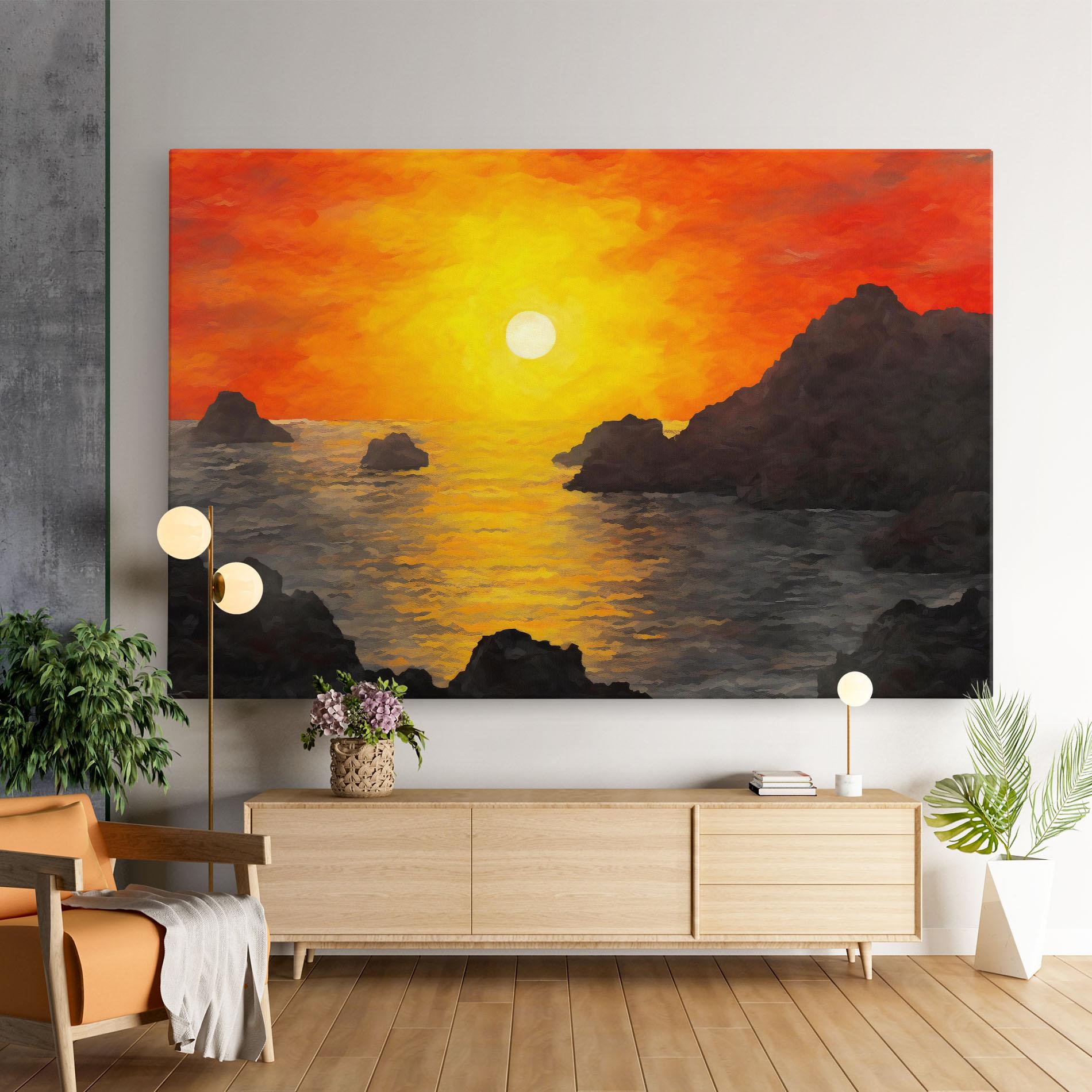 Leinwandbild Mountains Rocks Painting mockup 9