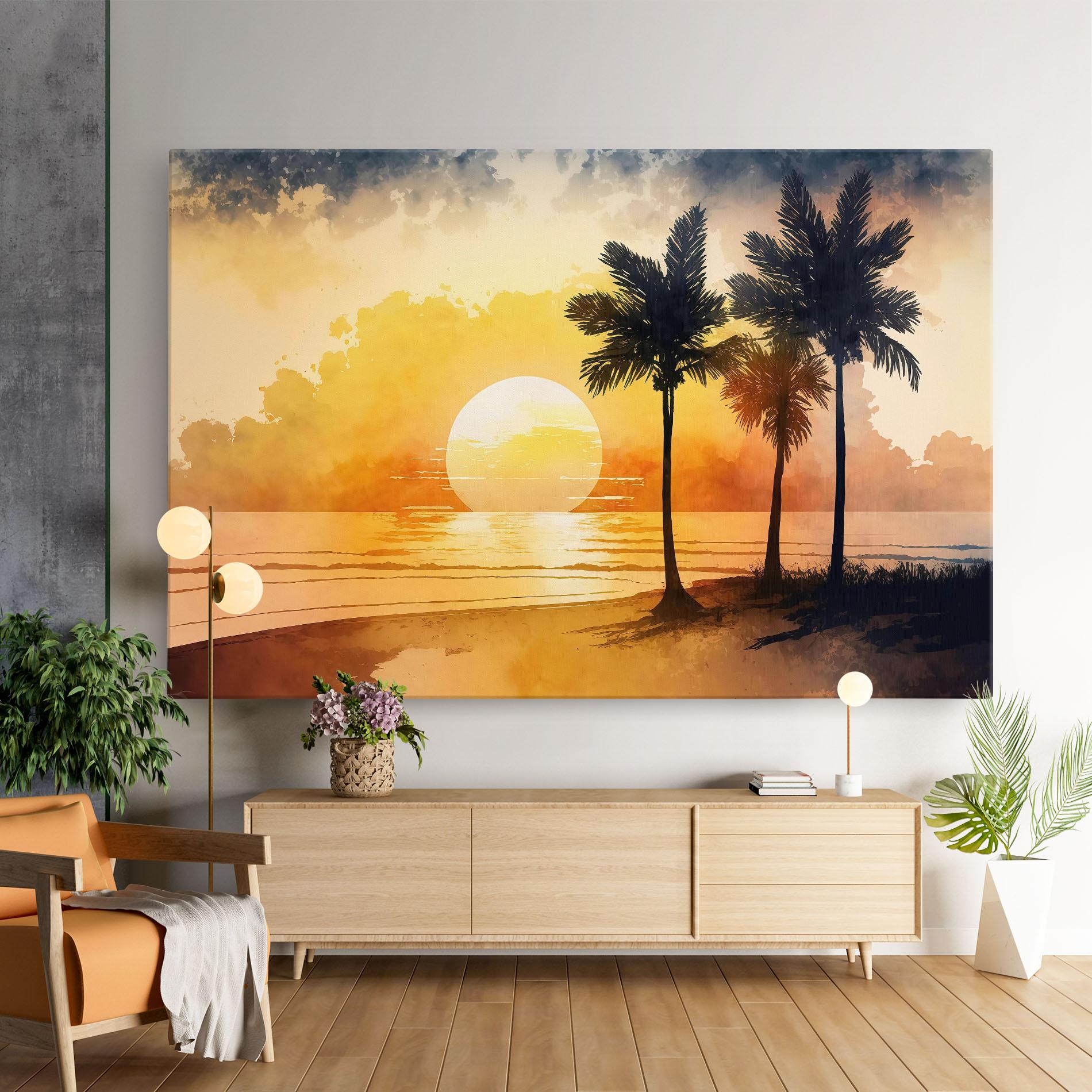 Leinwandbild Palm Trees Sunset mockup 9