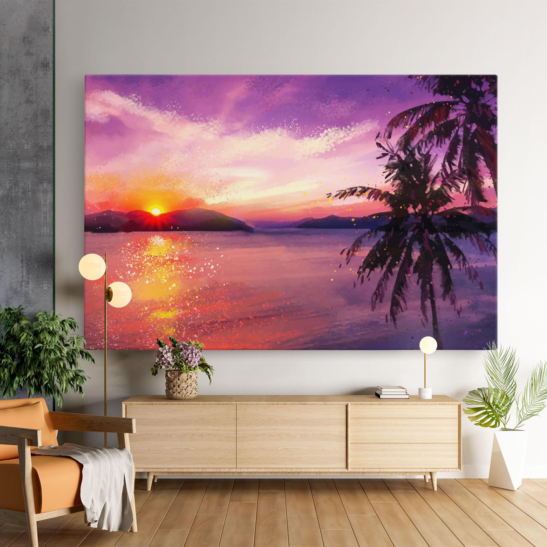 Leinwandbild Purple Sunrise Art mockup 9